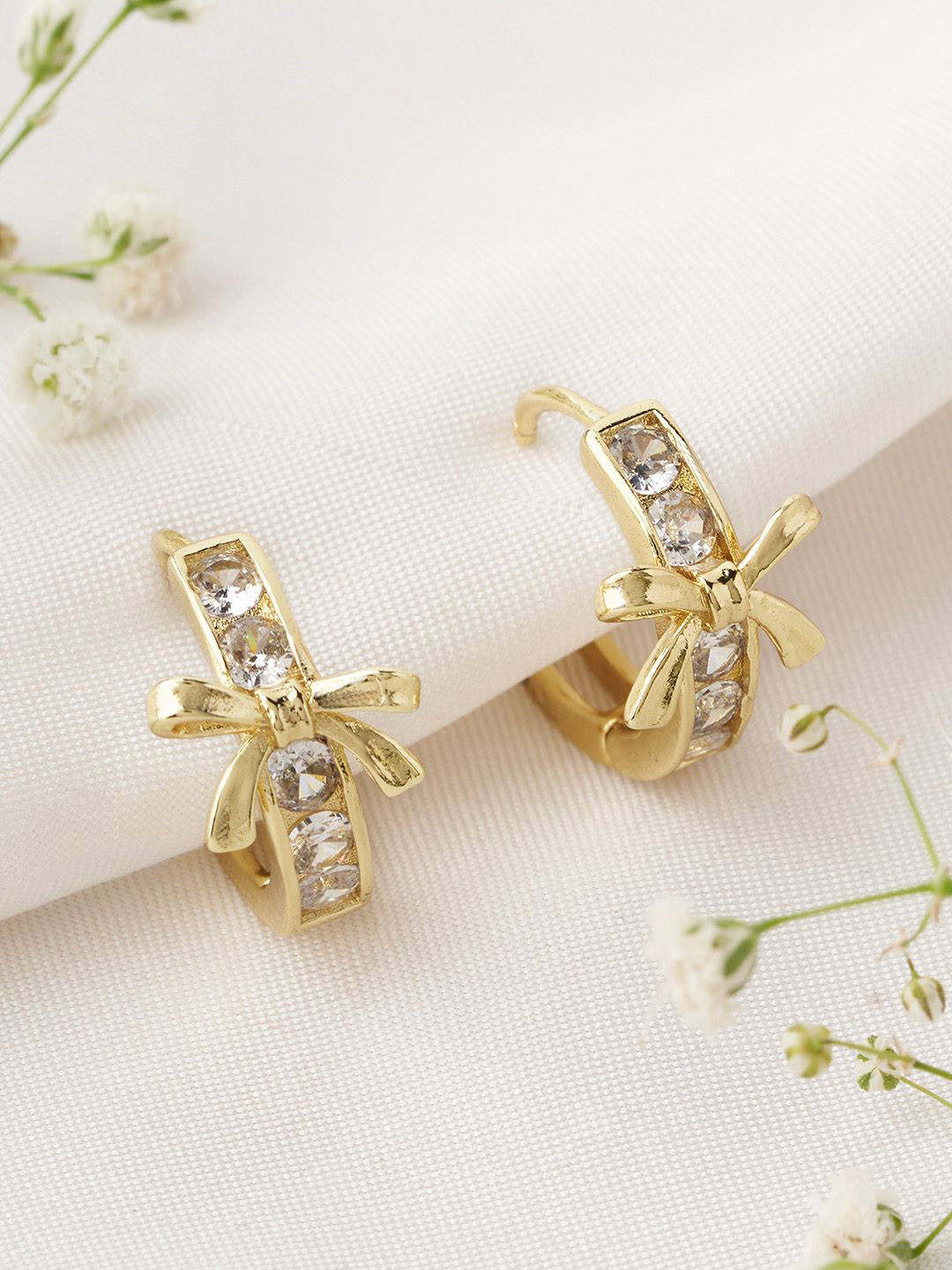 JOKER & WITCH Gold-Plated Stone Studded Classic Pop Drop Studs