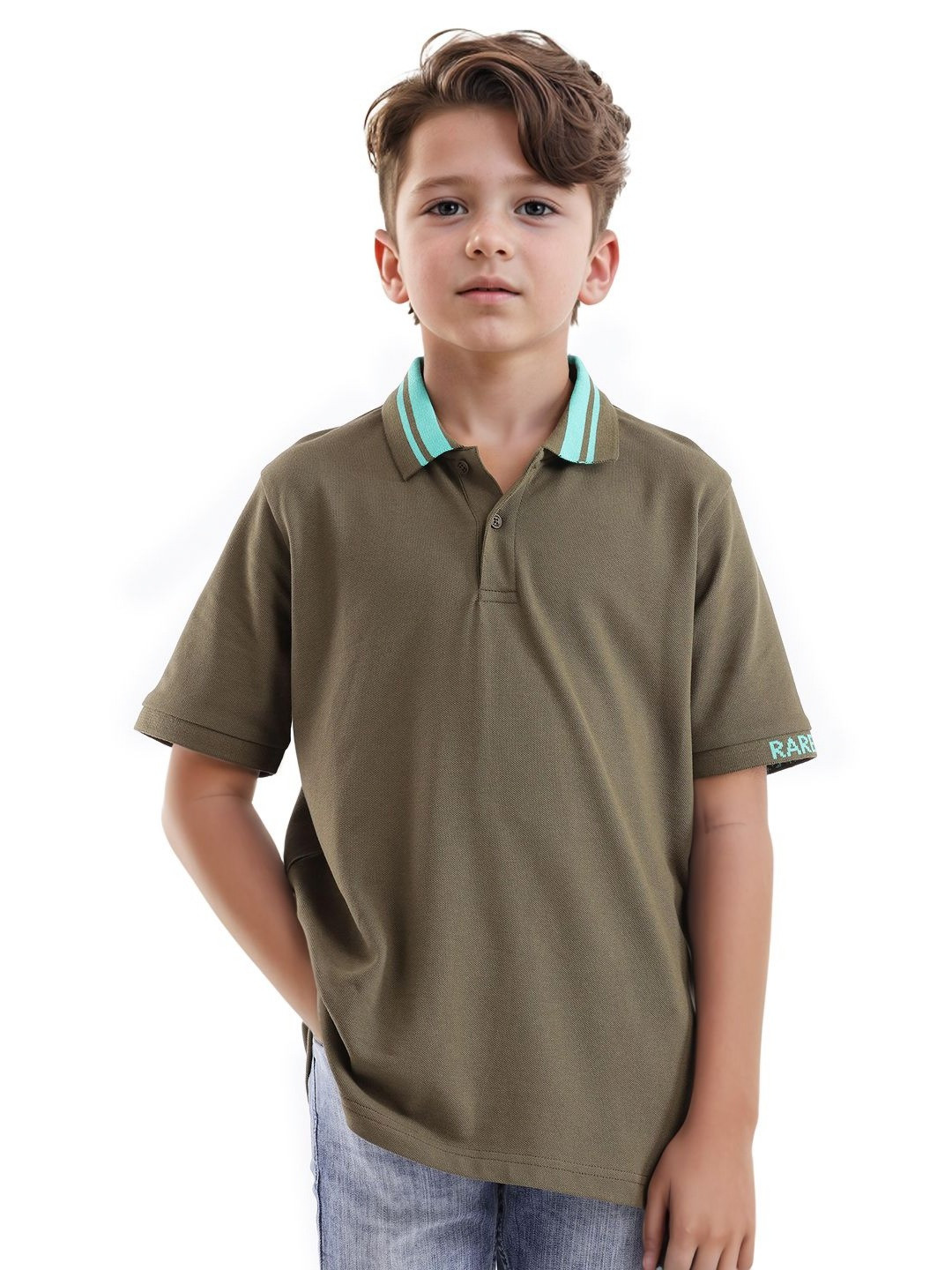 Rare Ones Boys Contrasting Collar Solid Polo