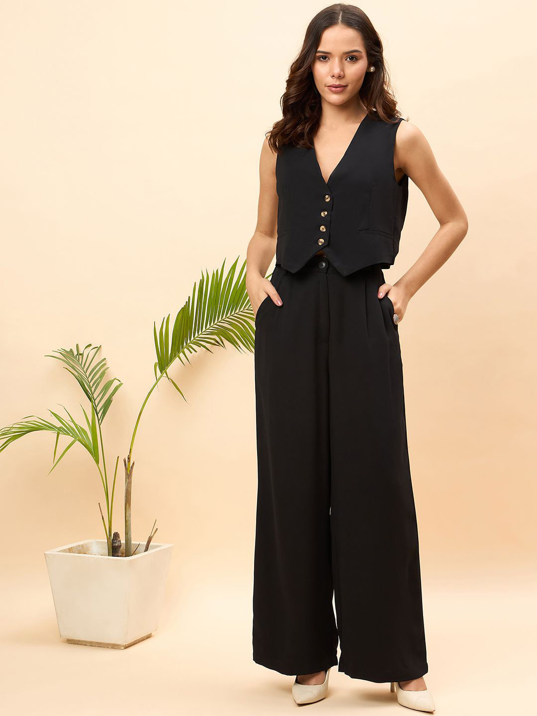 JUNE & HARRY V-Neck Sleeveless Waistcoat with Trouser
