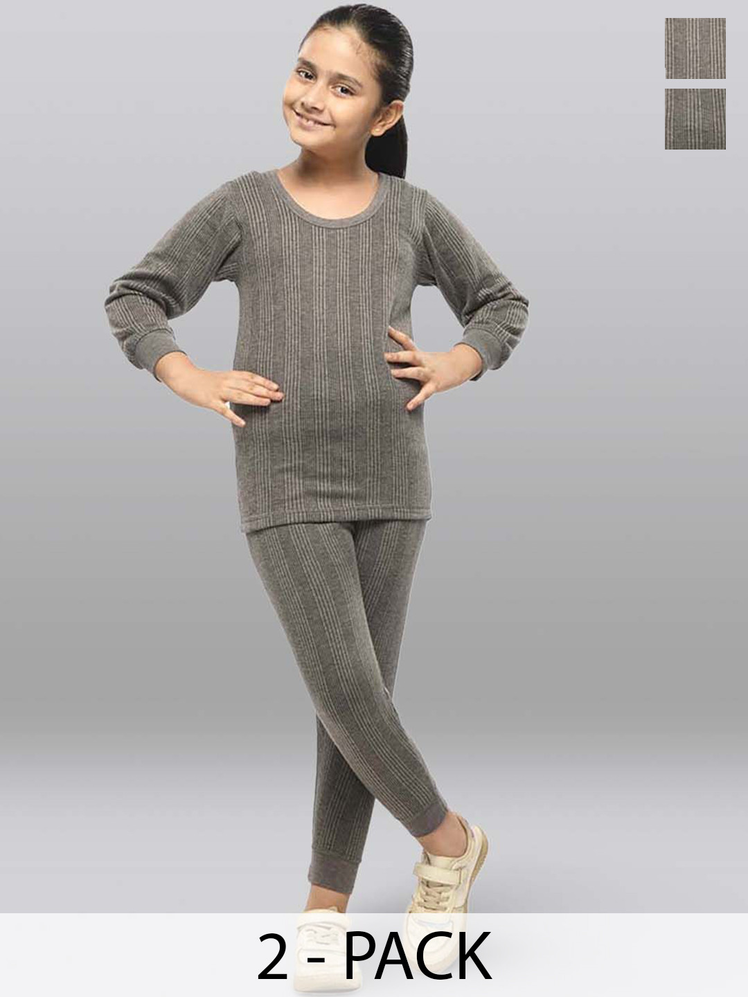 INFERNO Girls Pack Of 2 Round Neck Cotton Thermal Set