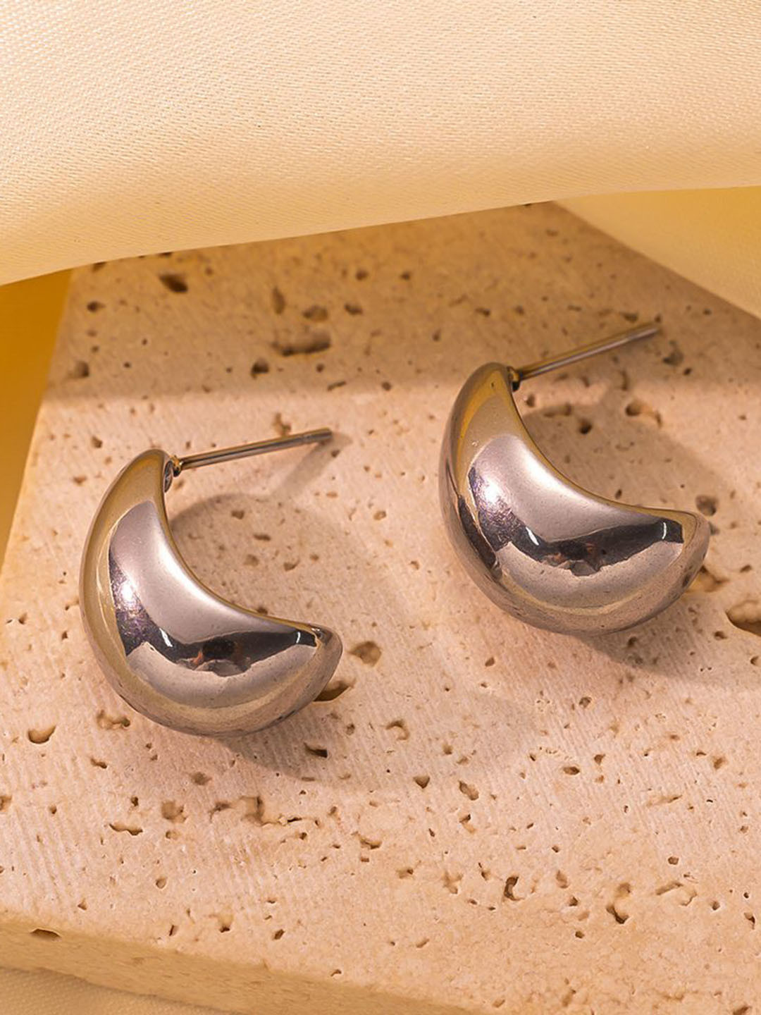 MYKI Silver-Plated Marvelous Stainless Steel Contemporary Studs