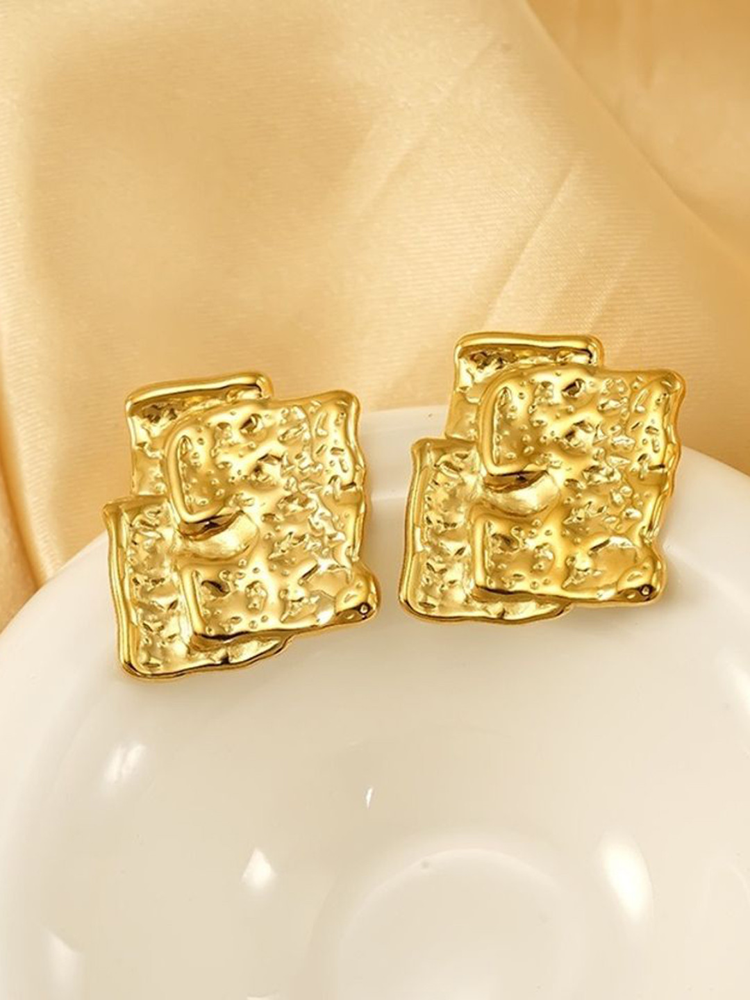 MYKI Beauteous Gold-Plated Stainless Steel Contemporary Studs