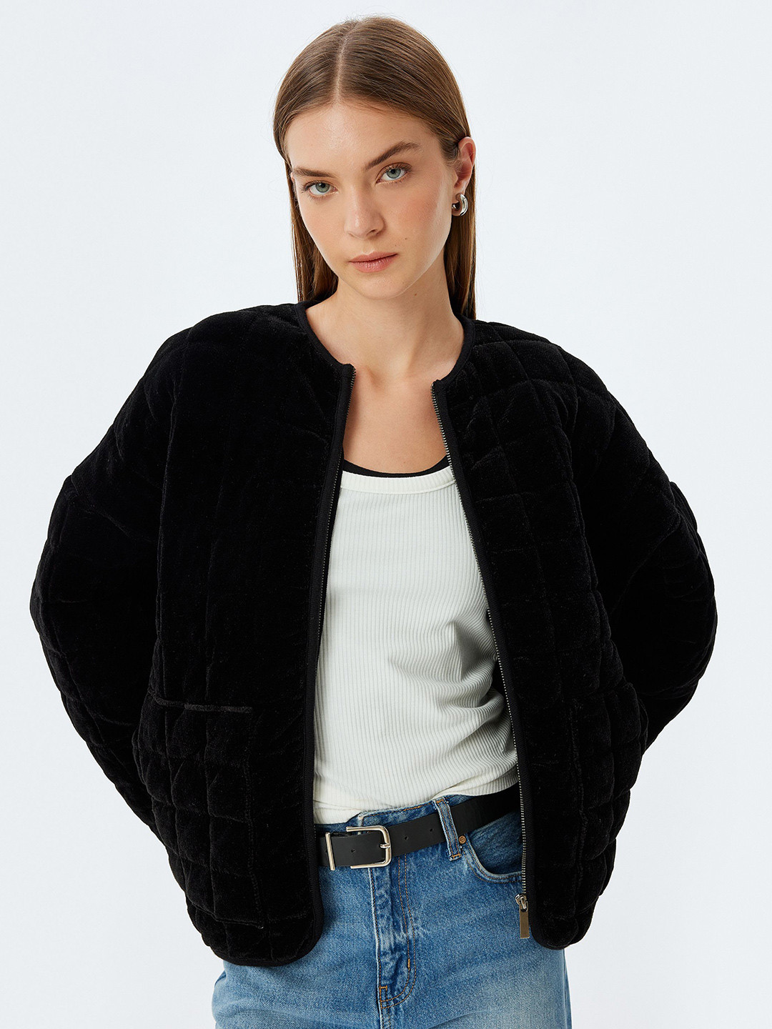 Koton Women Front-Open Zipper Sweater