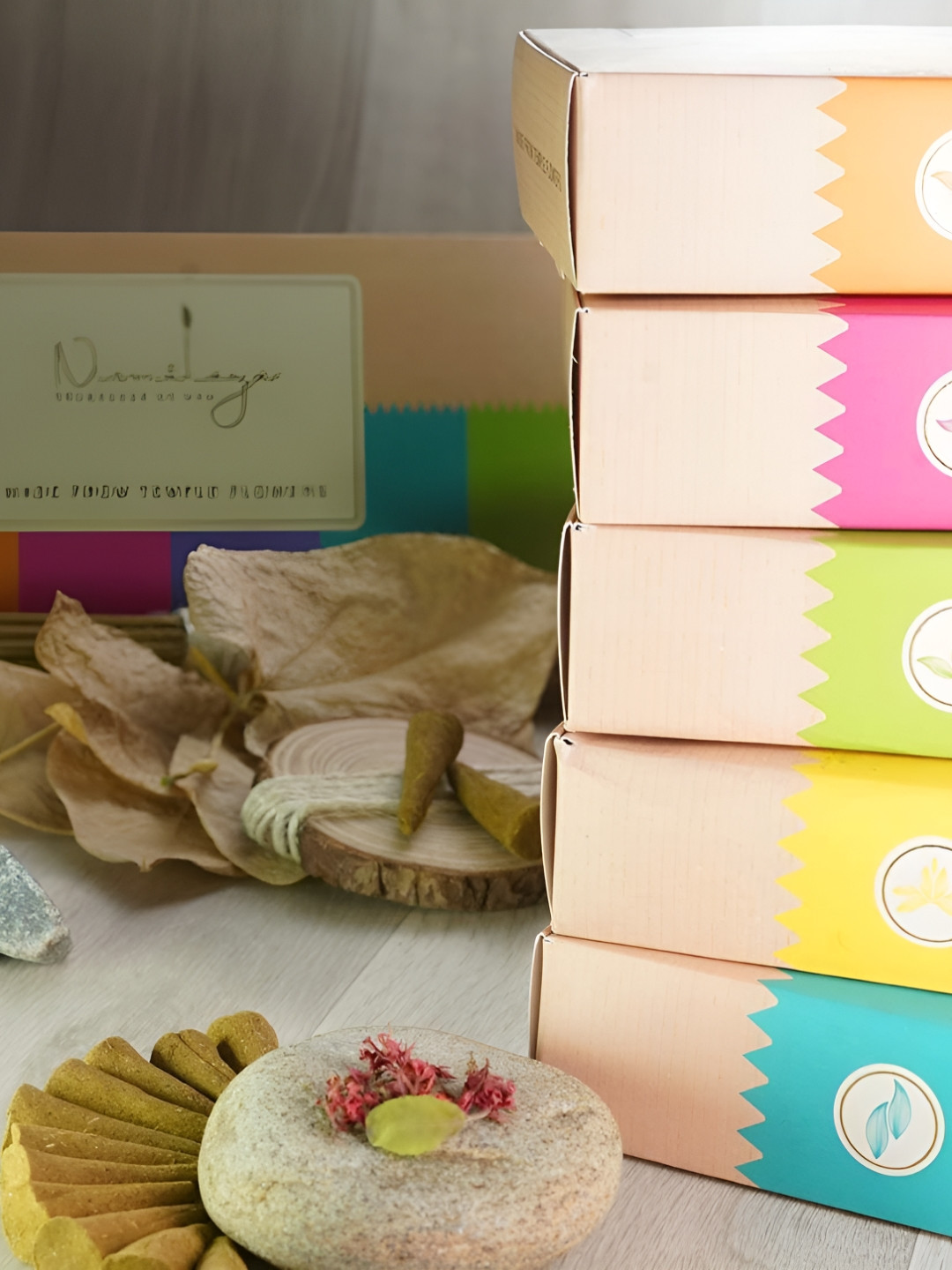 Nirmalaya Brown 40 Pieces Tulsi Dhoop Cones With Stand