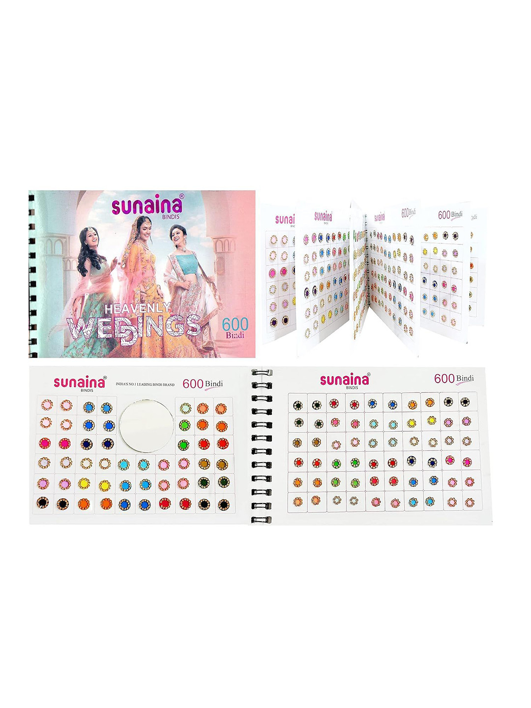 Sunaina Spiral Set Of 600 Round Golden Stone Border Bindi Book