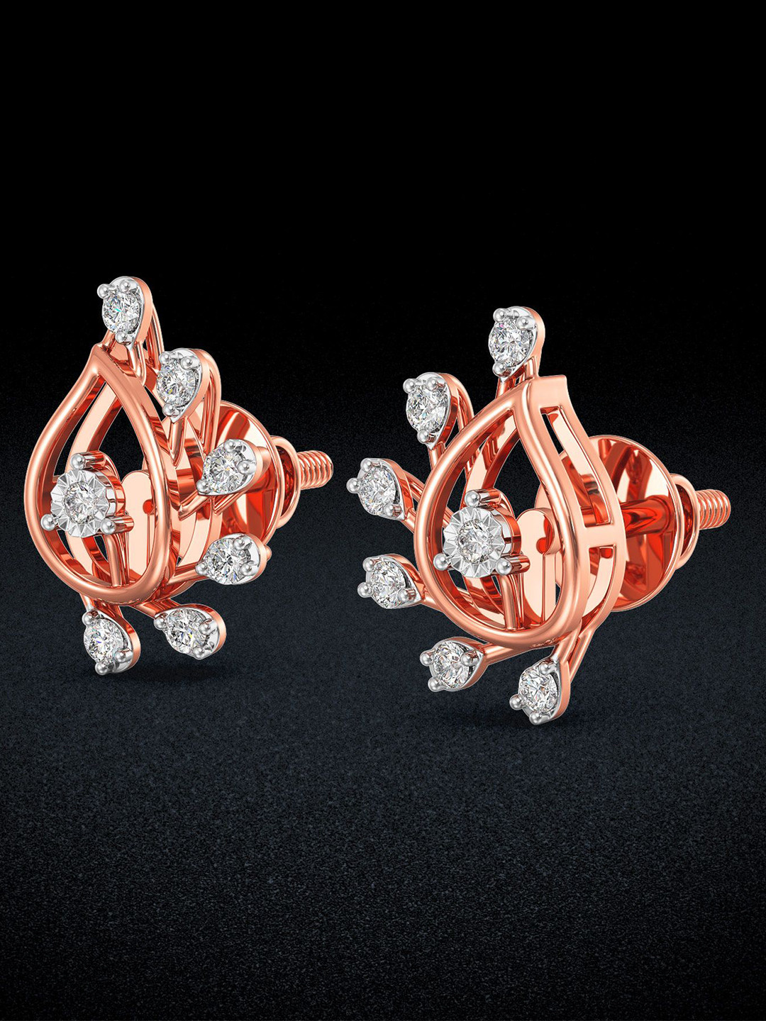 Joyalukkas Rose Gold Bloom Bud Diamond Earrings