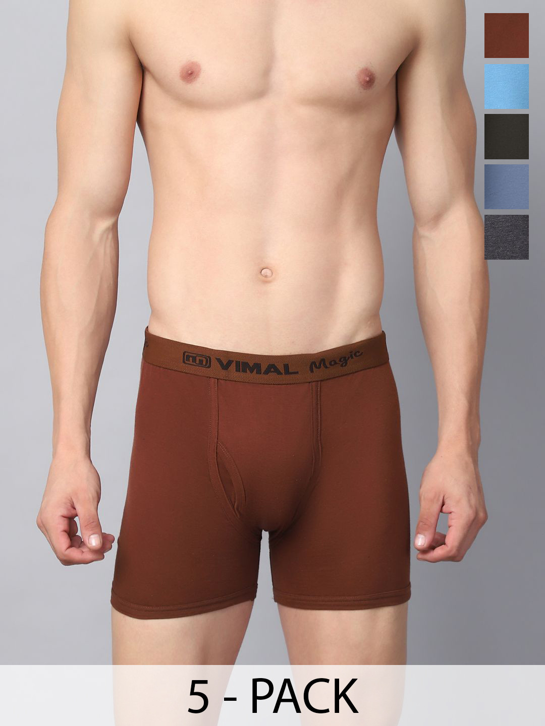 MACK JONNEY Pack Of 5 Cotton Assorted Breathability Trunks MAGIC__RED__I__05