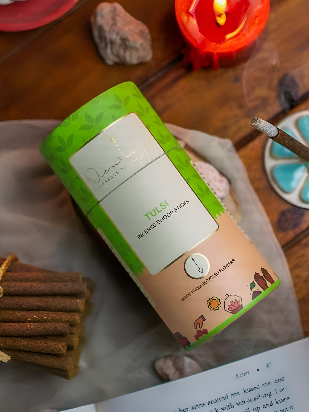 Nirmalaya Brown 40 Pieces Tulsi Dhoop Stick Pooja Essentials