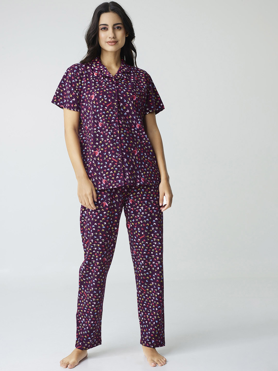I like me Women Printed Night suit  Shirt & Pajama