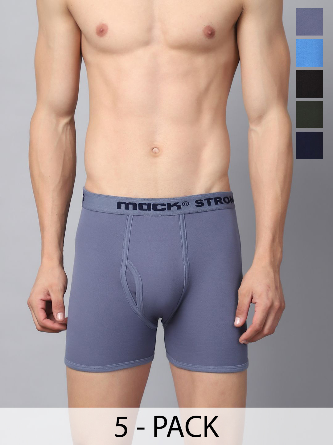 MACK JONNEY Men Pack Of 5 Cotton Assorted Breathability Trunks MACK__STRONG__B__05