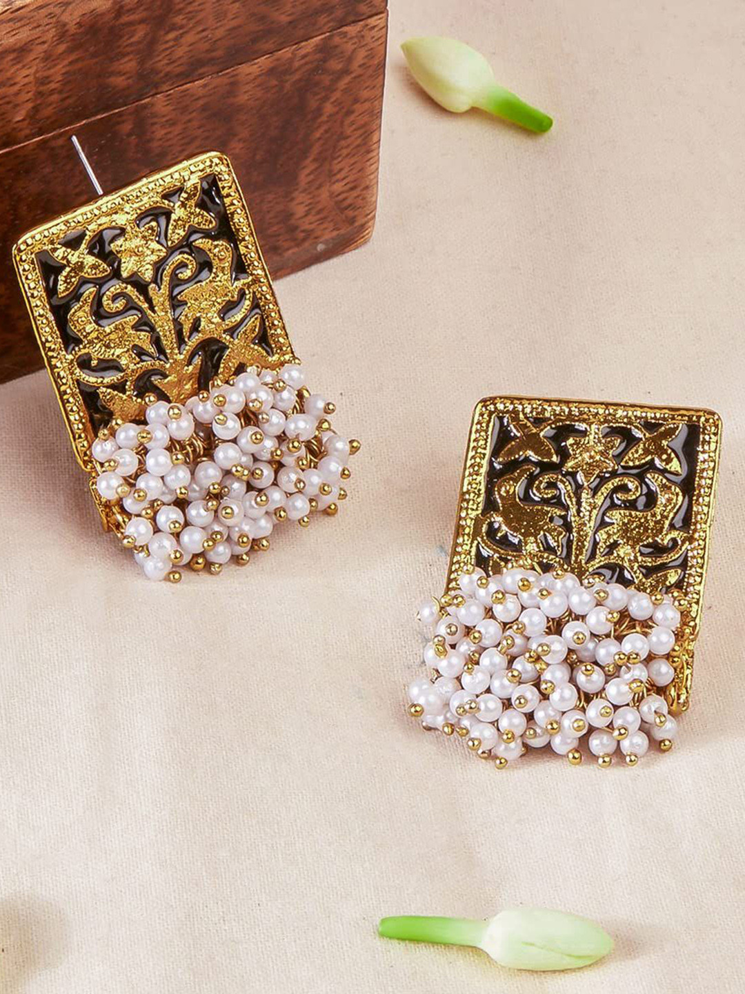 Stefan Gold-Plated Contemporary Kundan Studs