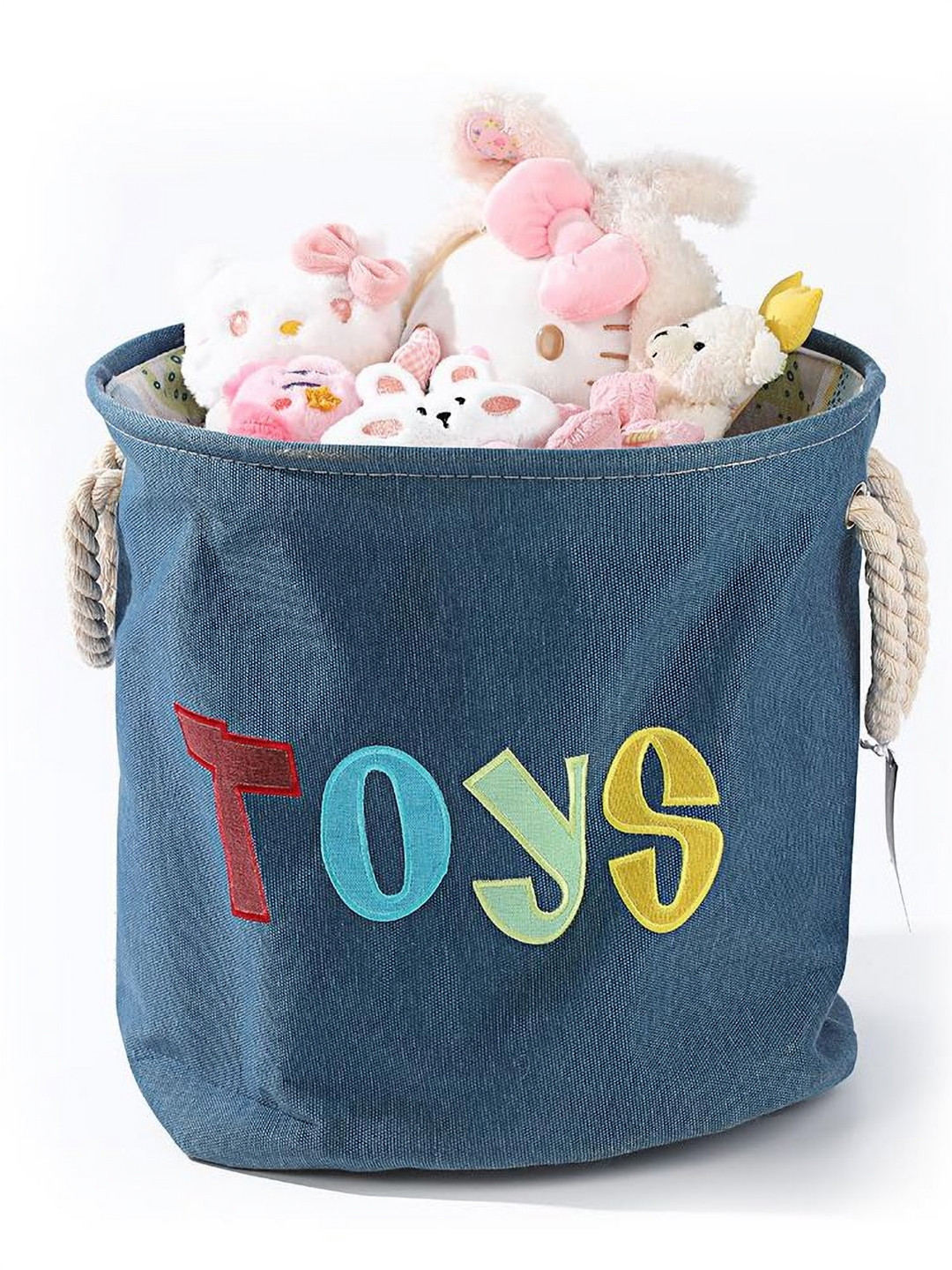 HOUSE OF QUIRK Navy Blue Cotton Laundry Basket