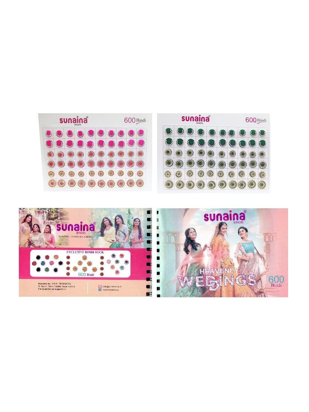 Sunaina 600 Pcs Spiral Multicolor Mix Round Stone Studded Bindi Book