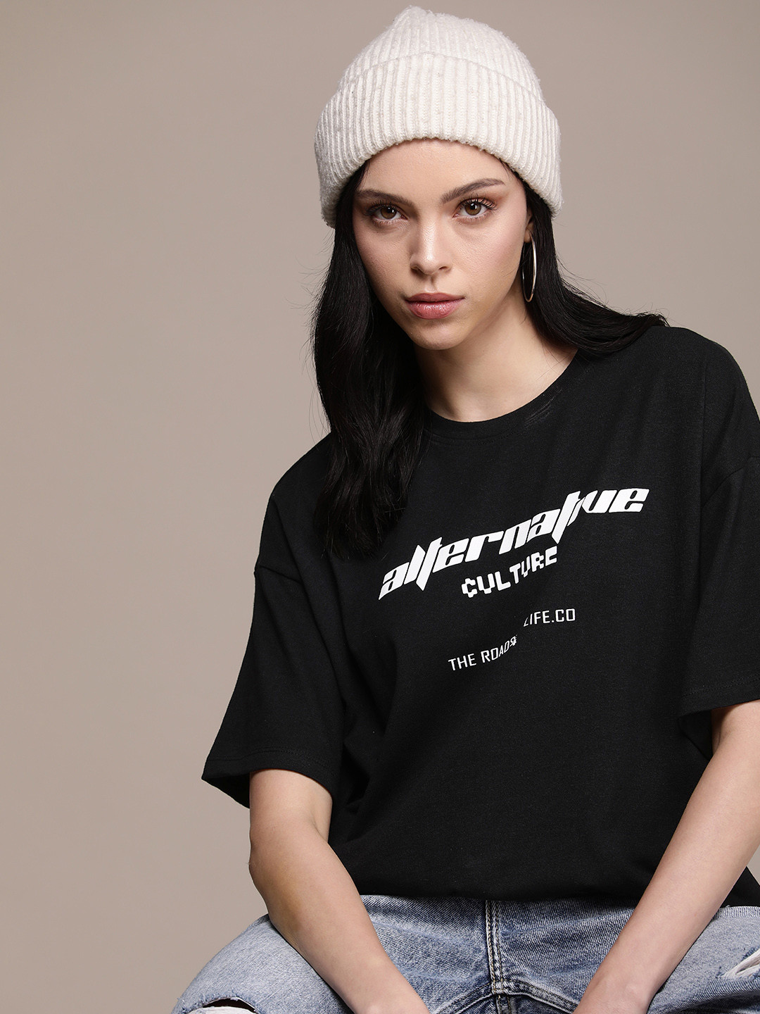 The Roadster Lifestyle Co. Women Typography Printed Boxy Fit T-shirt