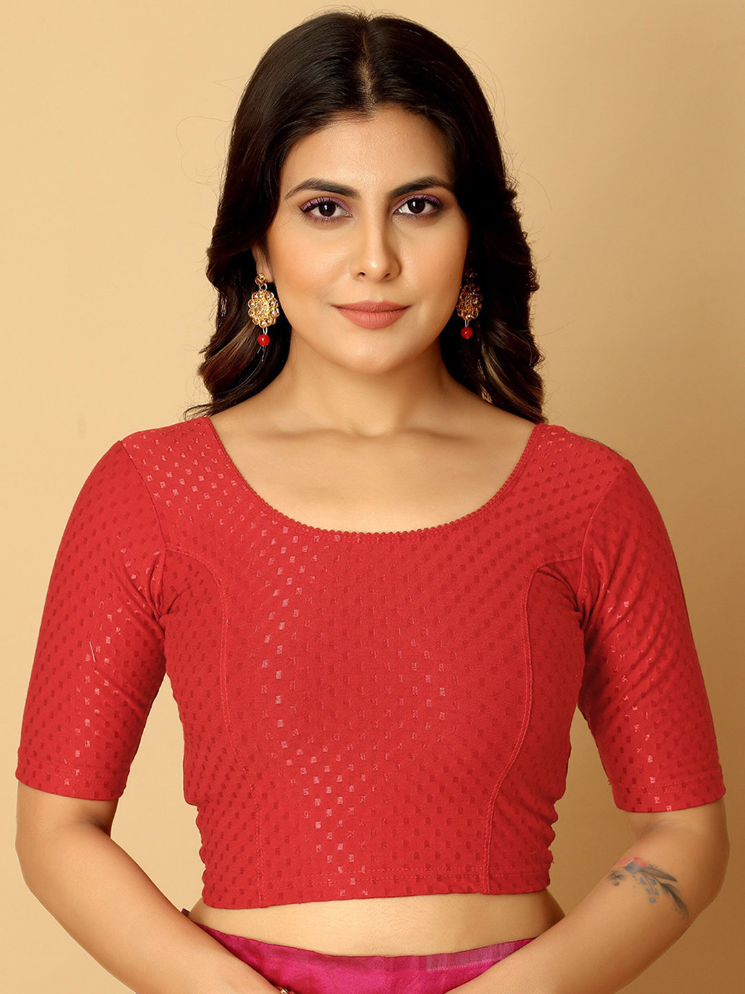 Jaanvi WomenWoven Design Saree Blouse