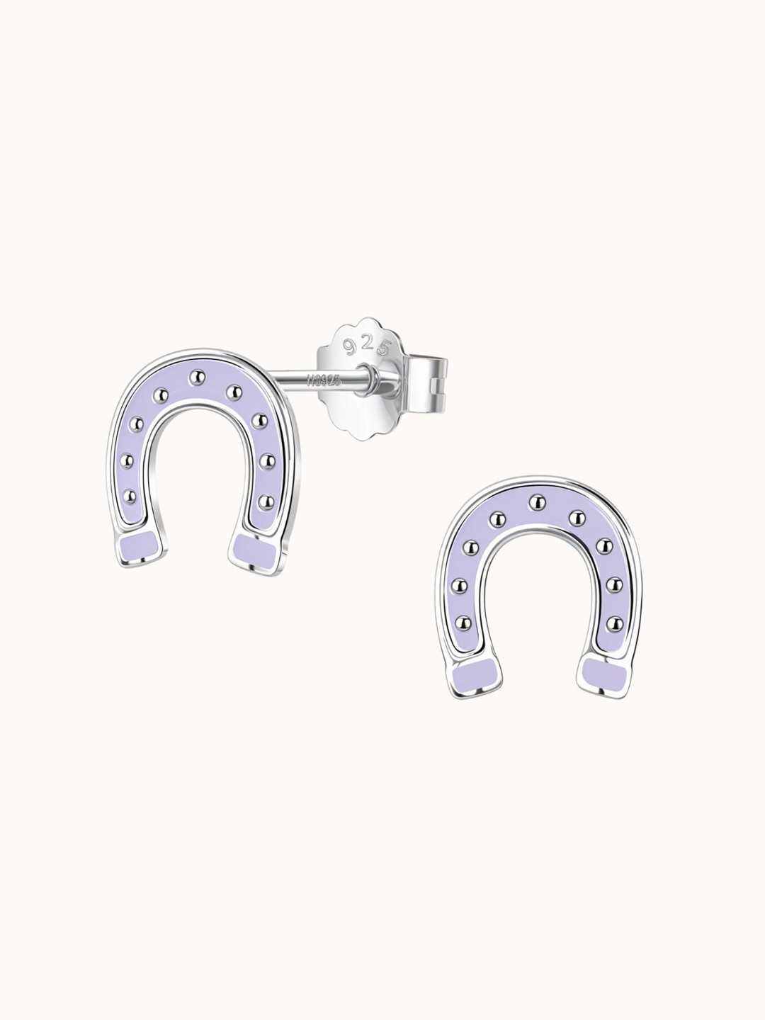 HighSpark 925 Sterling Silver Contemporary Horseshoe Studs Earrings