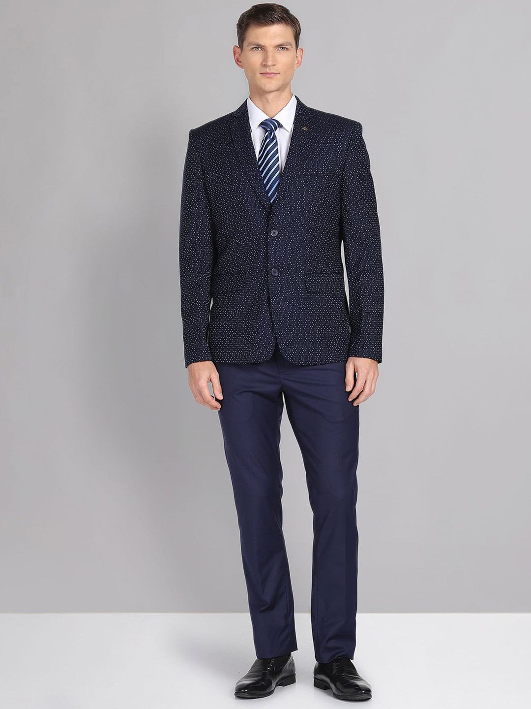 AD By Arvind Men Tailored Regular Fit Patterned Single Breasted Two Piece Suit