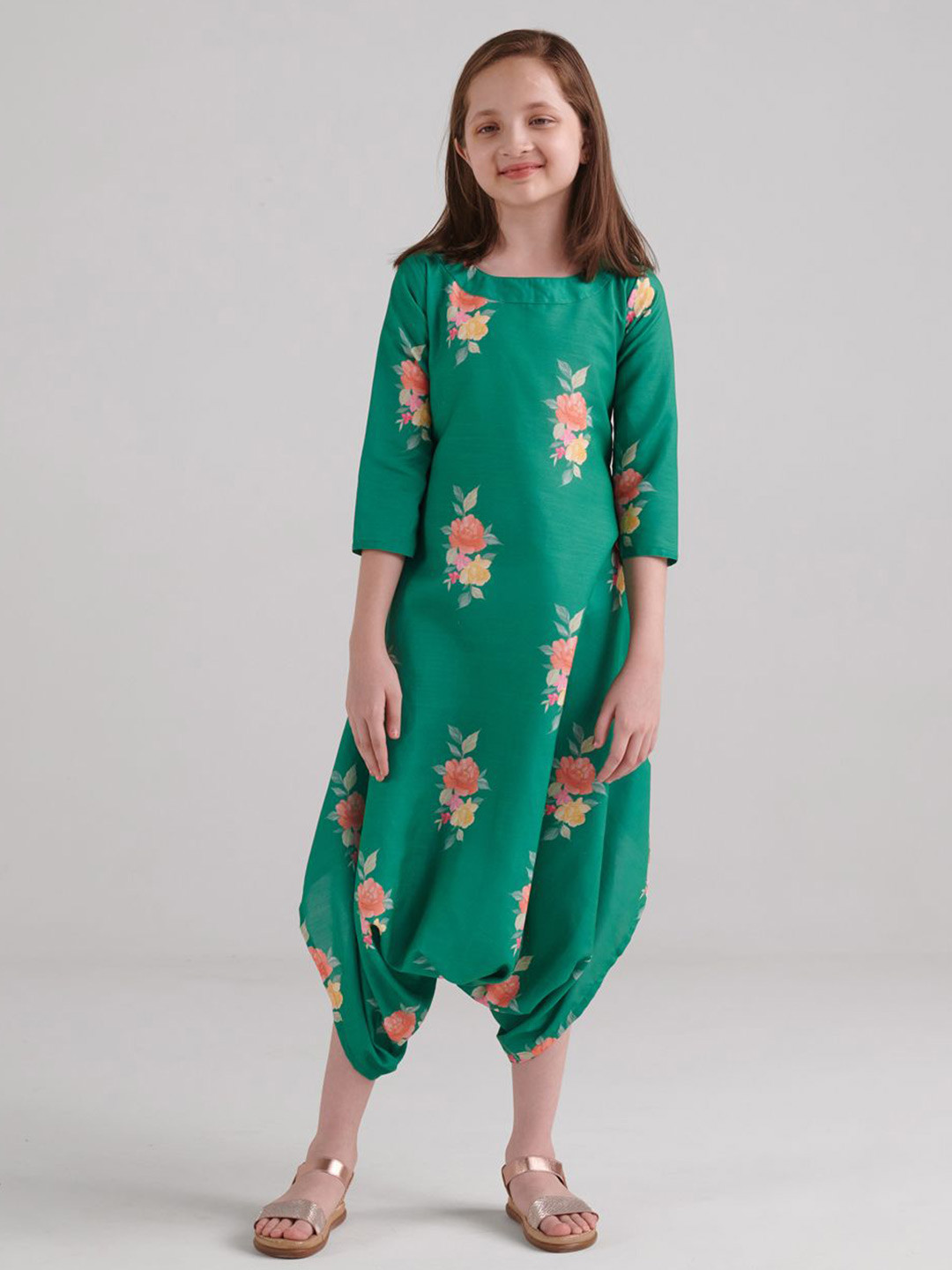 Pasha Girls Printed Boat Neck Basic Jumpsuit