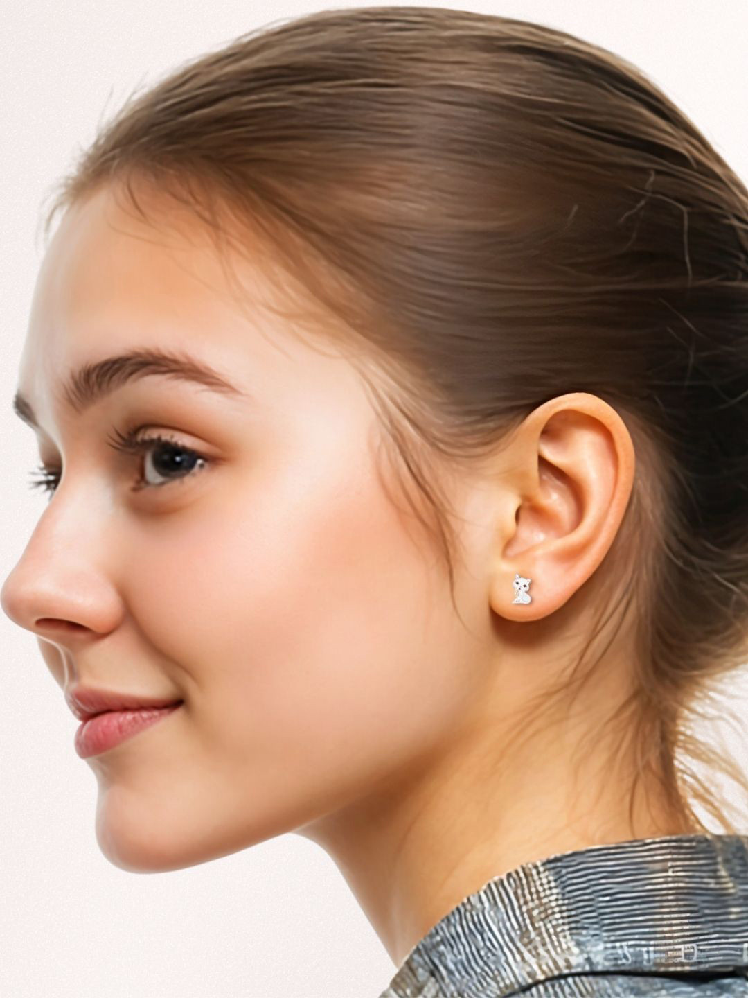 HighSpark 925 Silver Cute Kitten Enamel Studs