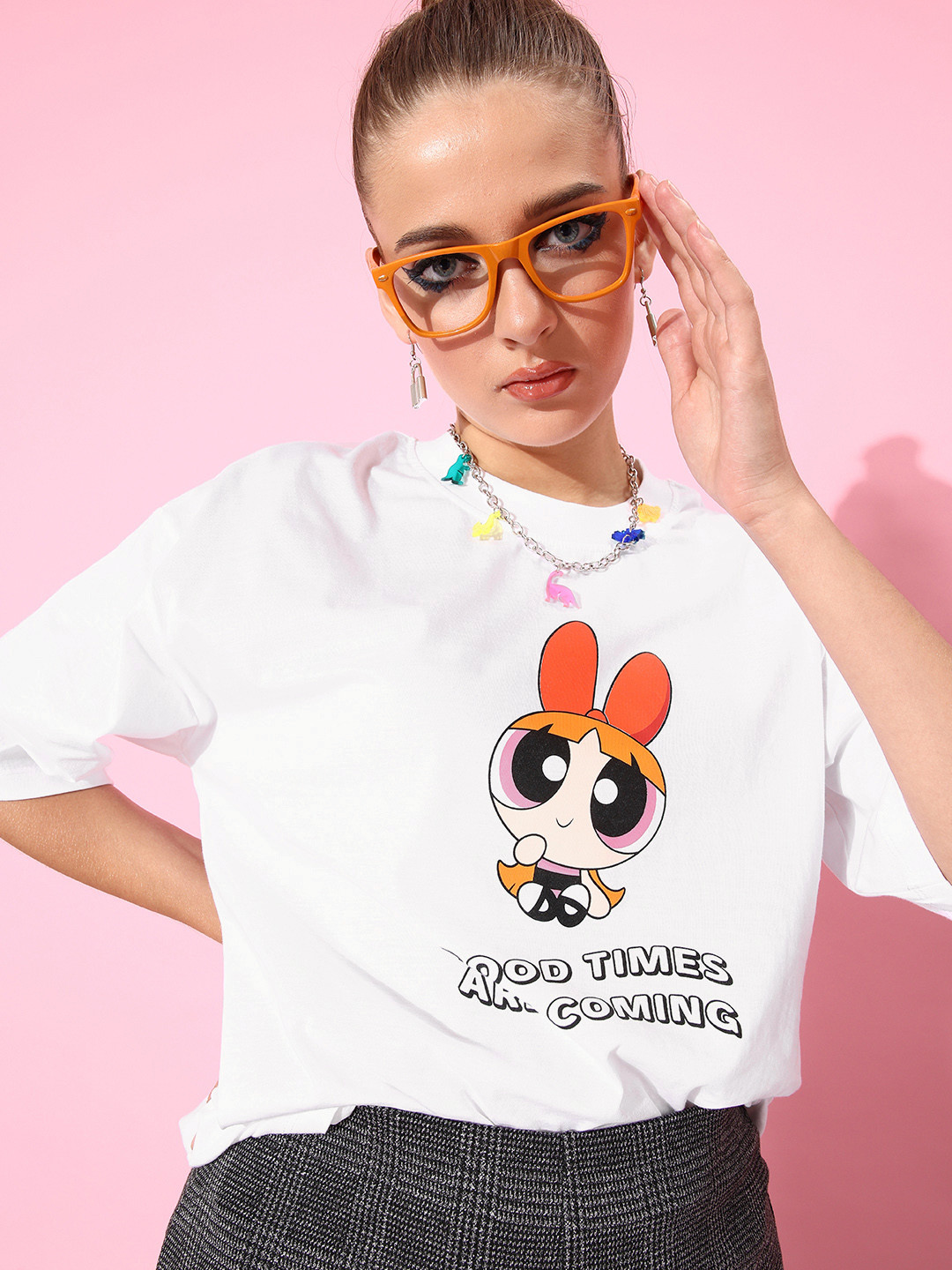 Powerpuff Girls by Kook N Keech Classic White Joyful Conversation Oversized Tshirt