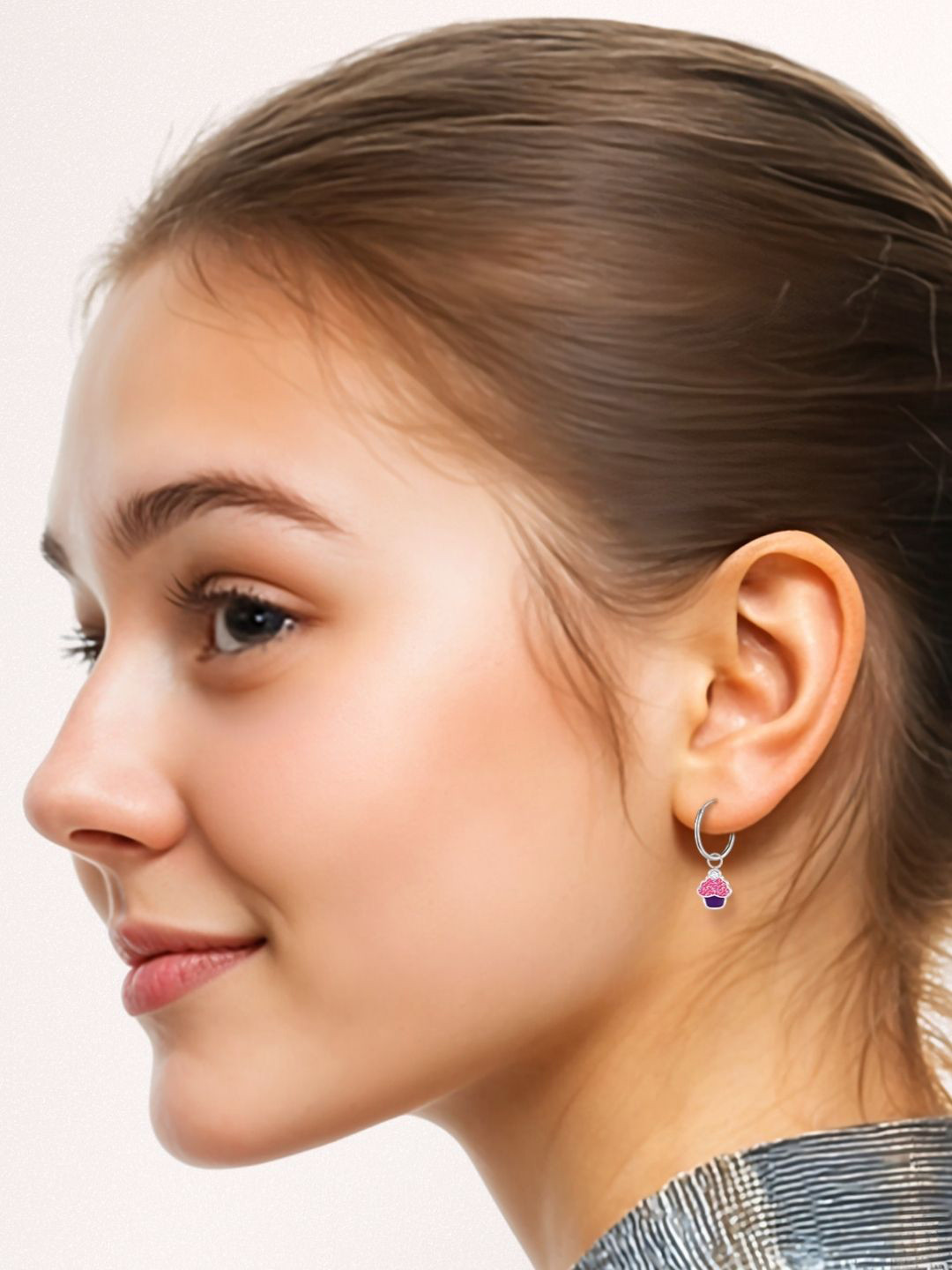 HighSpark 925 Silver Zircon Cupcake Enamel Drop Earrings