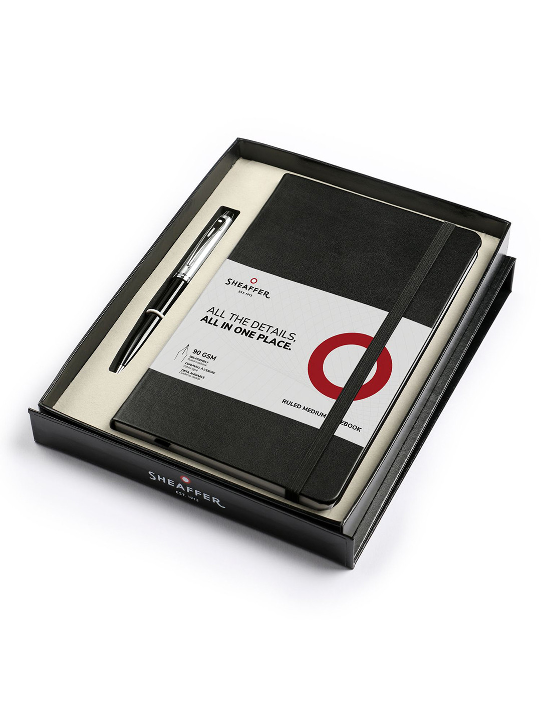 Sheaffer Black with Chrome Trim G9313 Ballpoint Pen With Medium Notebook Giftset