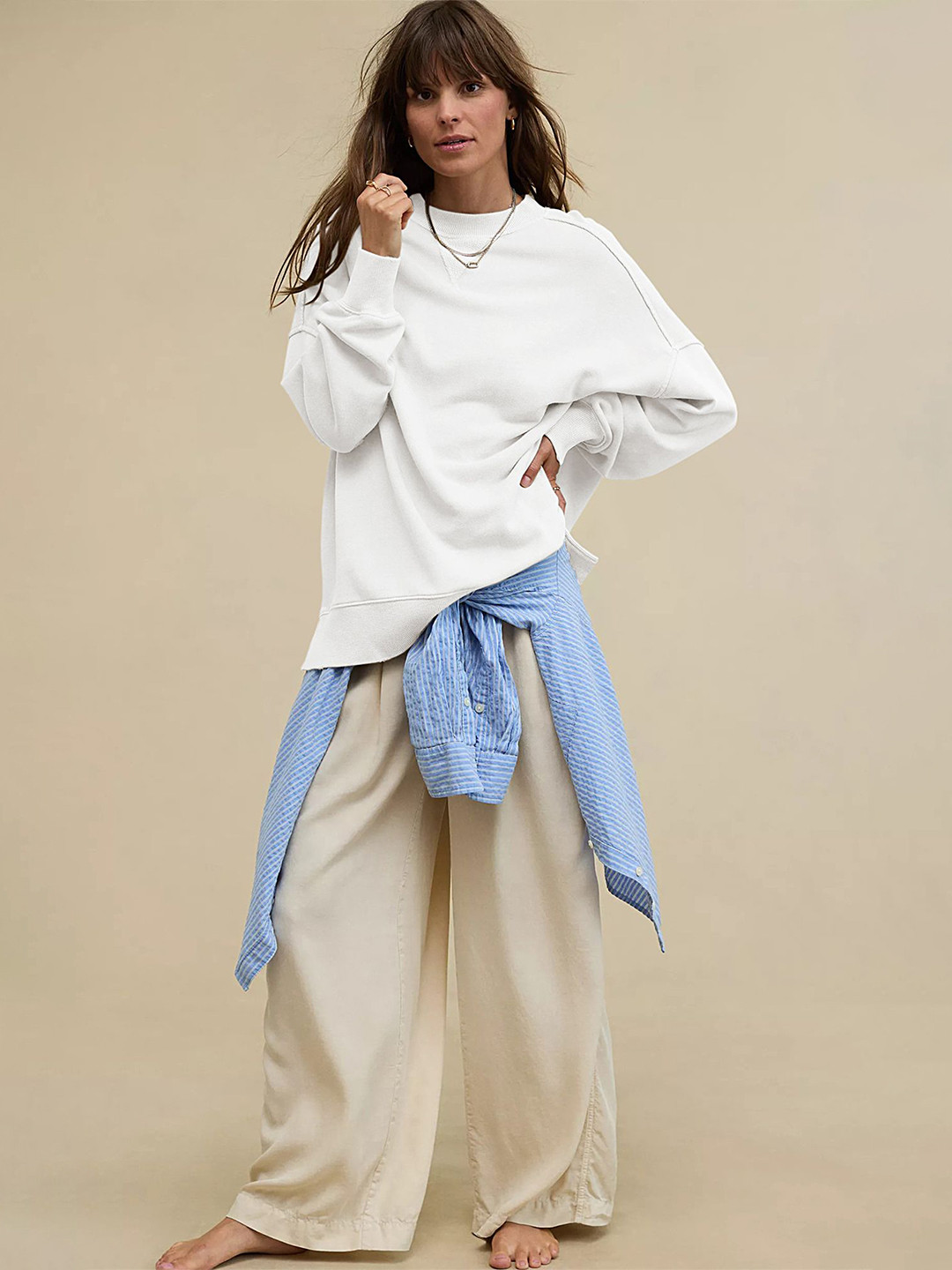 LULU & SKY Reverse-Stitch Oversized Sweatshirt