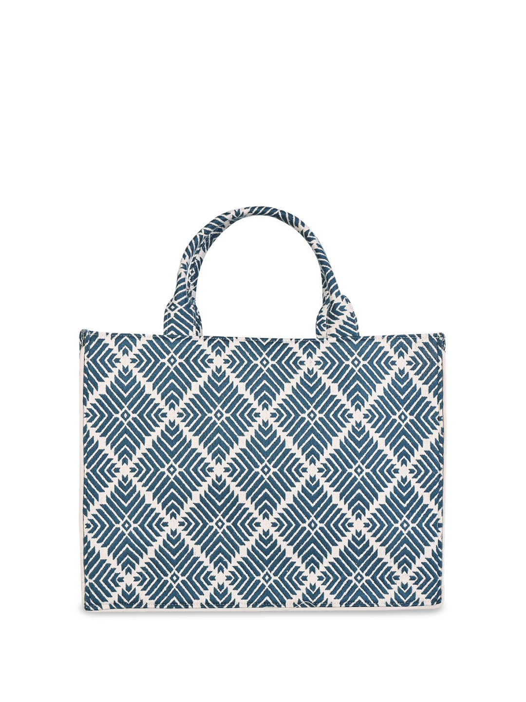 INDIVIDUAL DESIGN Abstract Pattern Jacquard Weave Cotton Blend Structured Handbag