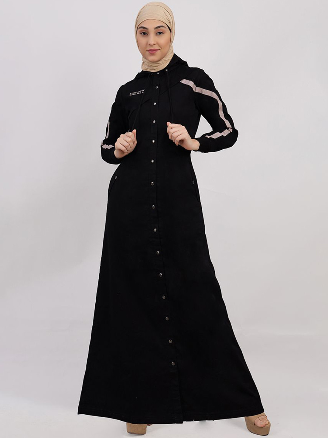 IDH London Women Hooded Neck Abaya Burqa With Scarf