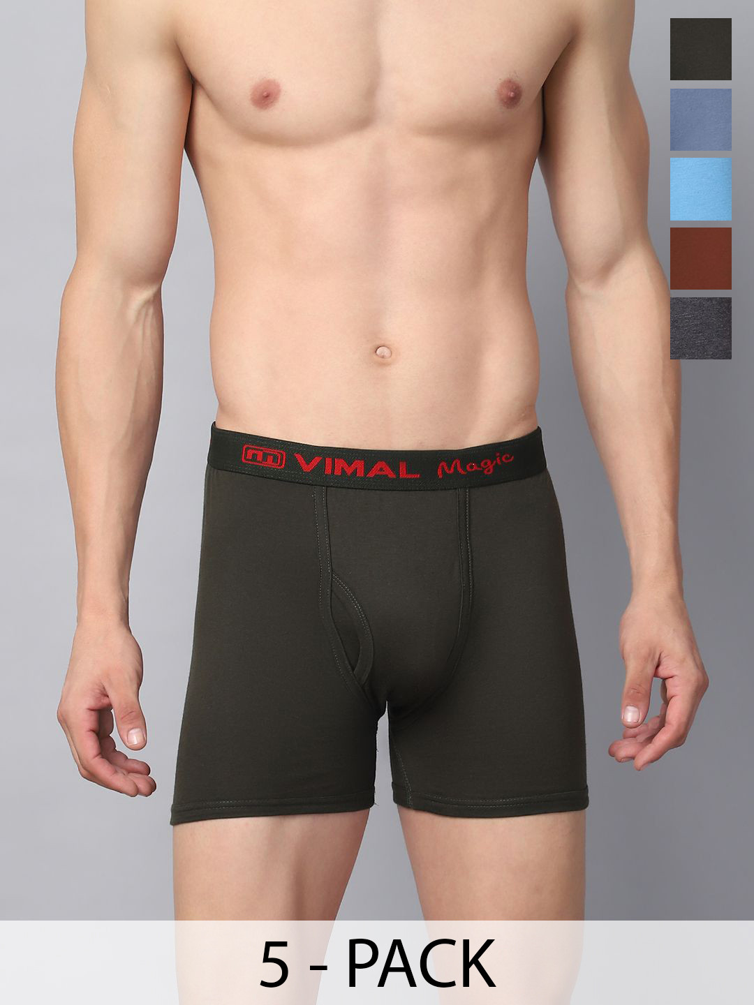 MACK JONNEY Cotton Pack Of 5 Assorted Trunks MAGIC__RED__H__05