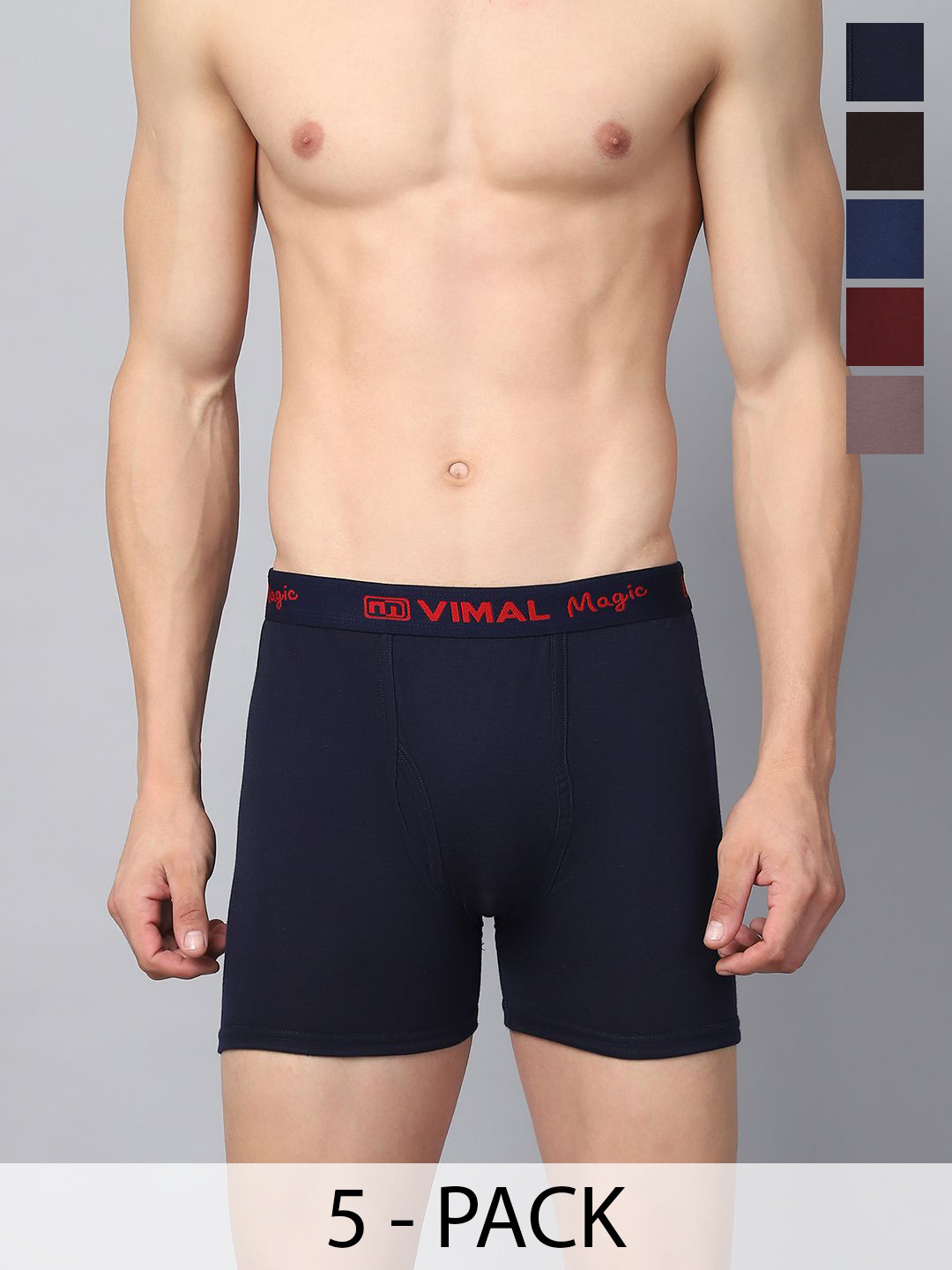 MACK JONNEY Cotton Pack Of 5 Assorted Trunks MAGIC__RED__B__05