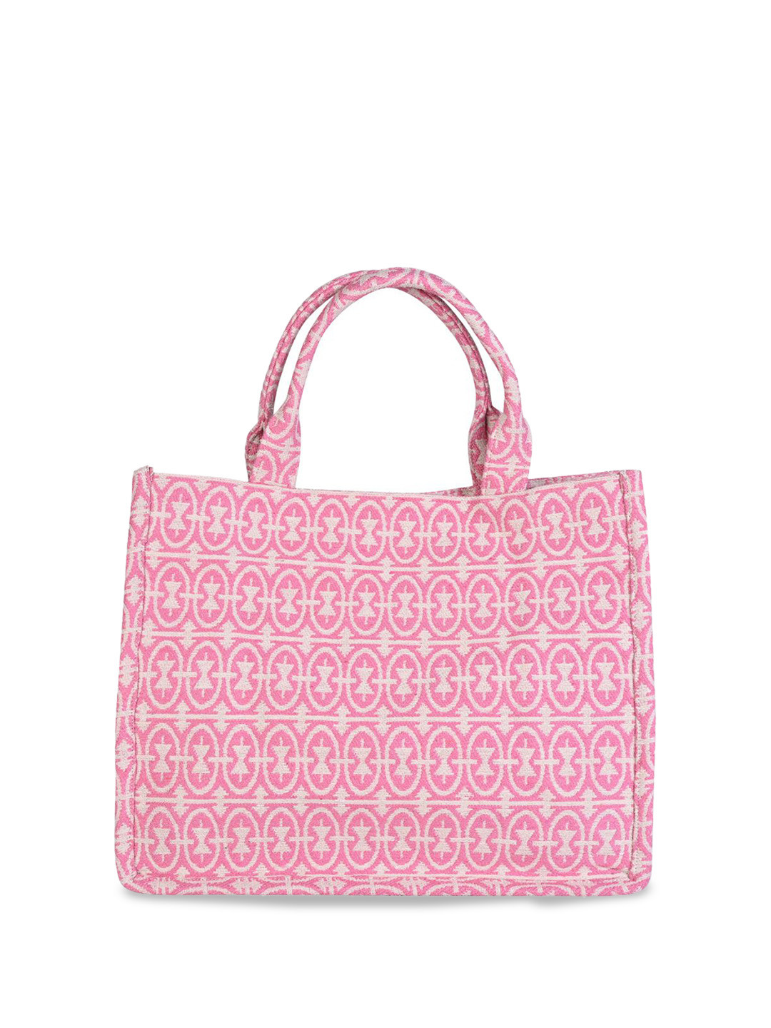 INDIVIDUAL DESIGN Abstract Pattern Jacquard Weave Cotton Blend Structured Handbag