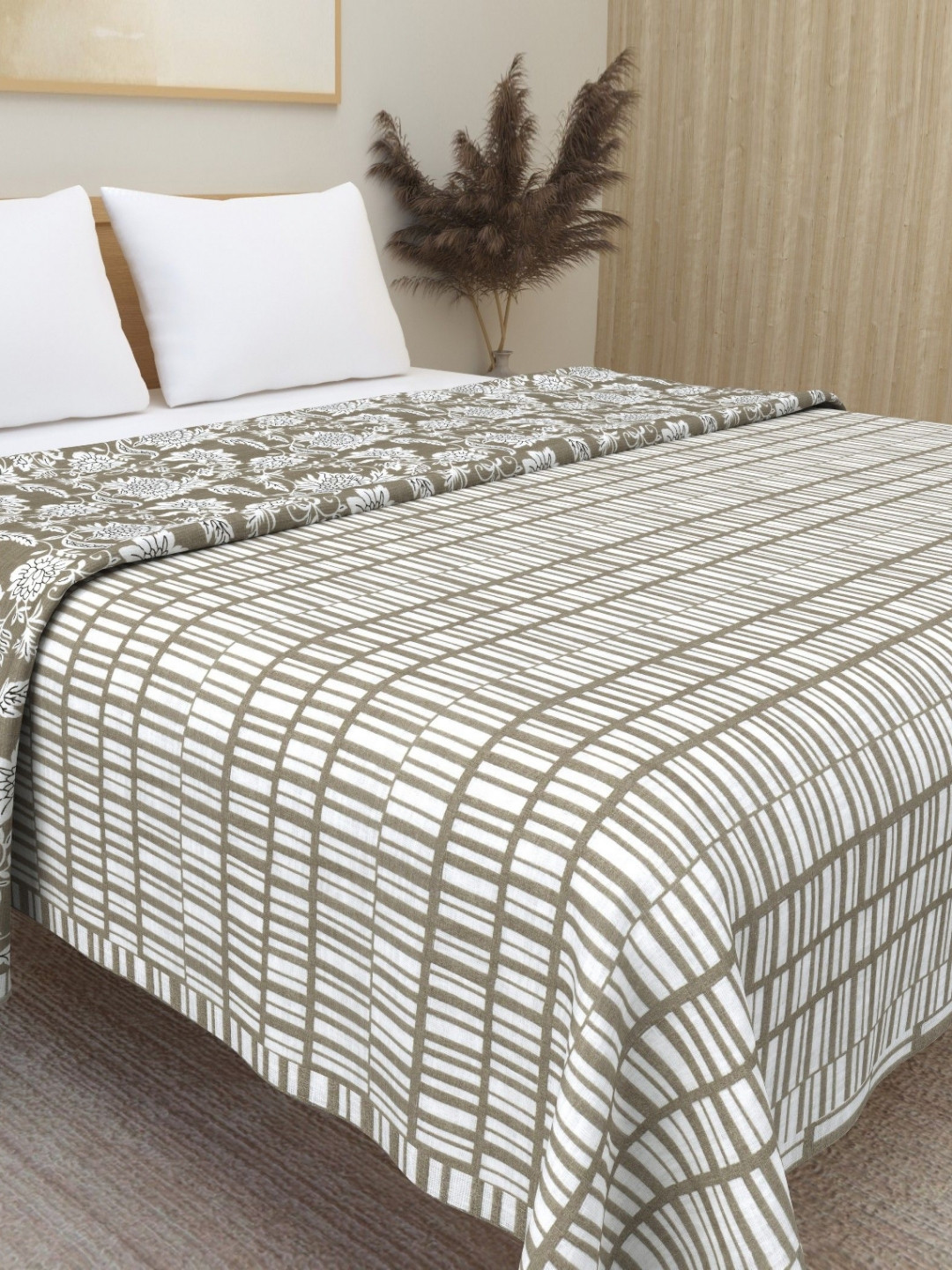 Plarsh Comfort Premium Soft Flannel Brown Printed Pure Cotton 300 GSM Double Bed Dohar