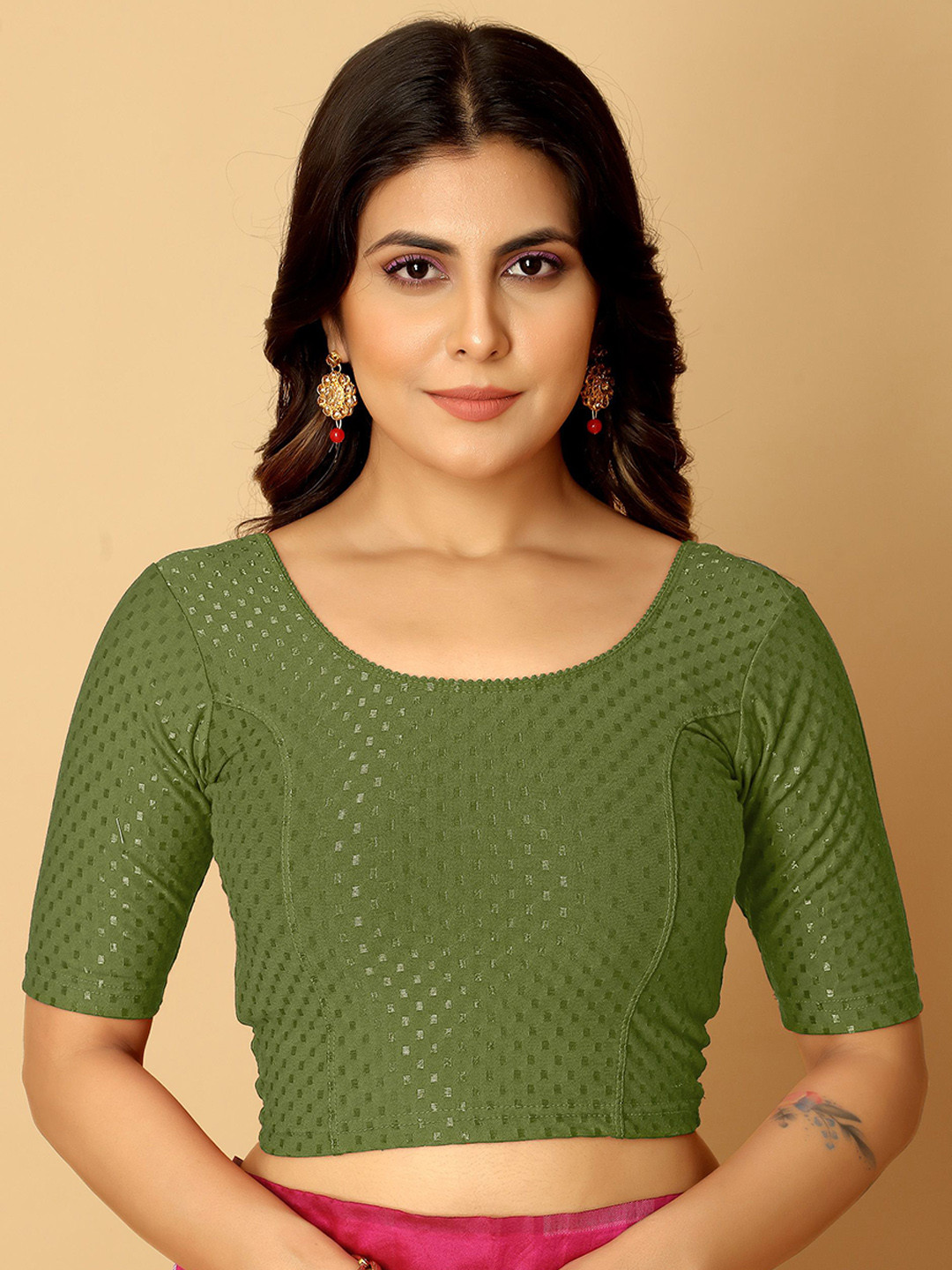 Jaanvi Woven Design Cotton Saree Blouse