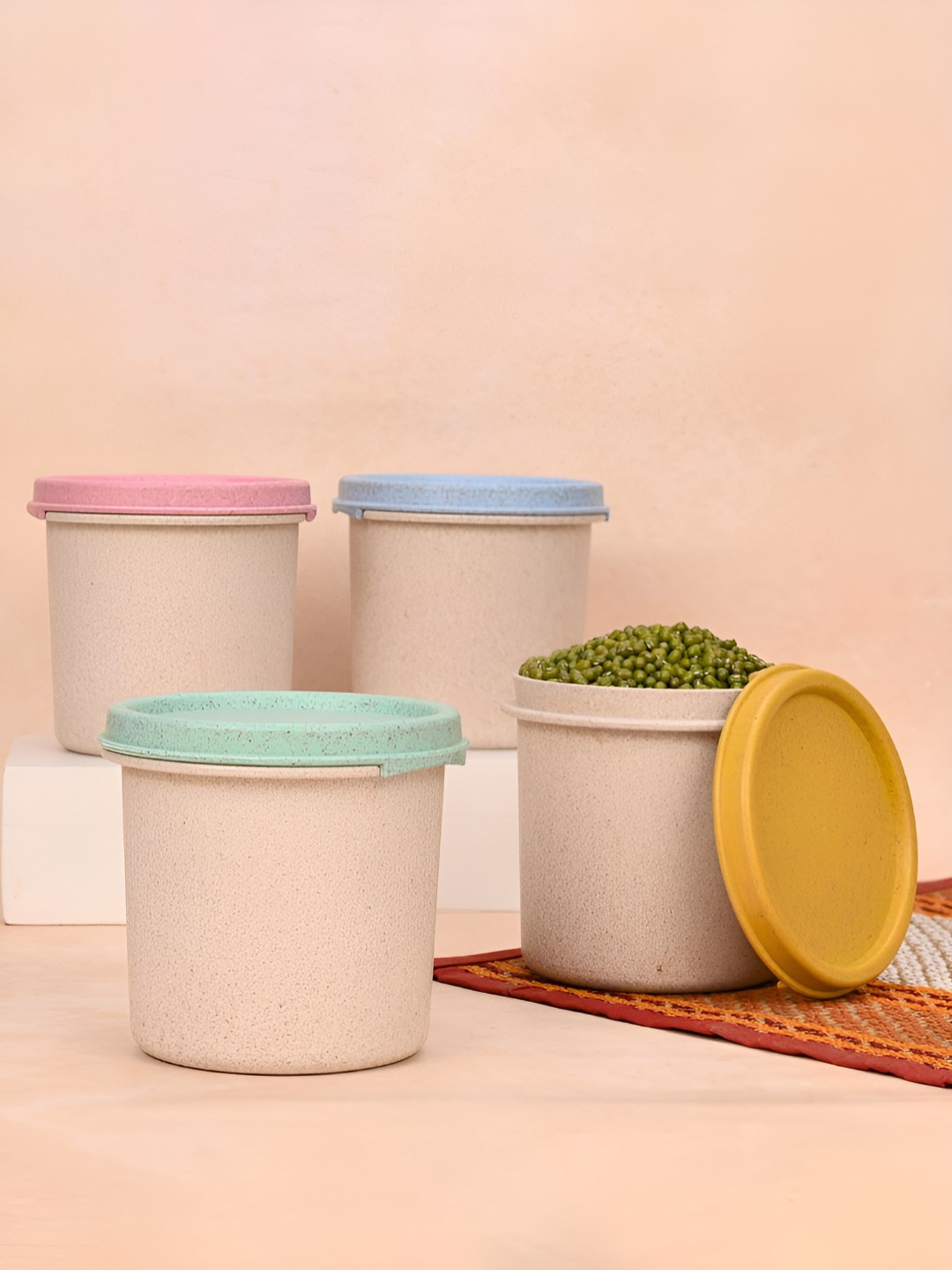 Eha 4_Greenspace350_Multi_Light off White Bamboo Easy To Clean 4 Piece Snap Fridge Container-350ml