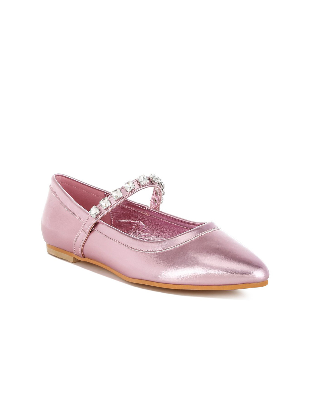 RAG & CO Women Woven Design Patent Leather Slip-On Ballerinas