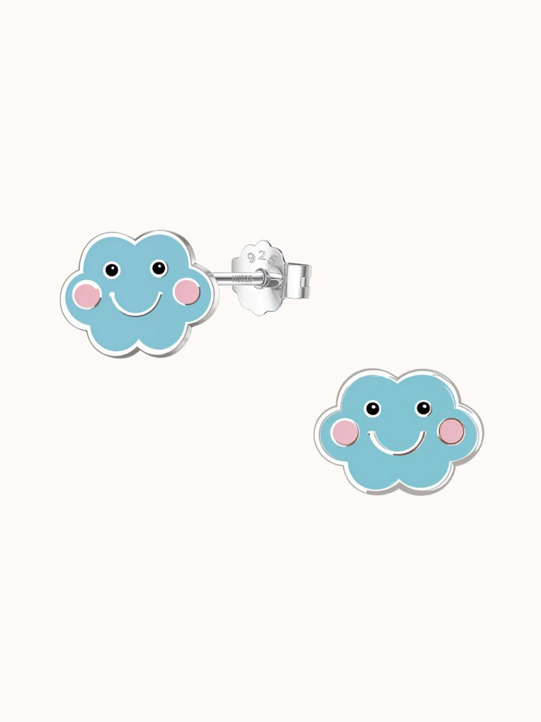 HighSpark 925 Silver Cloud Enamel Studs