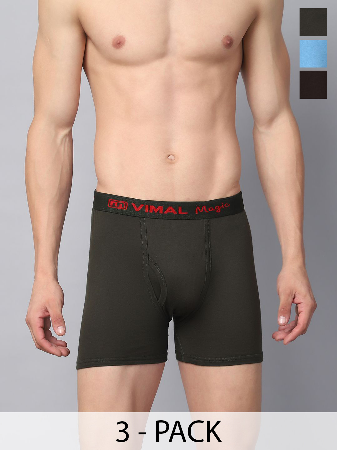 MACK JONNEY Men Pack Of 3 Assorted Cotton Trunk MAGIC__RED__H__03