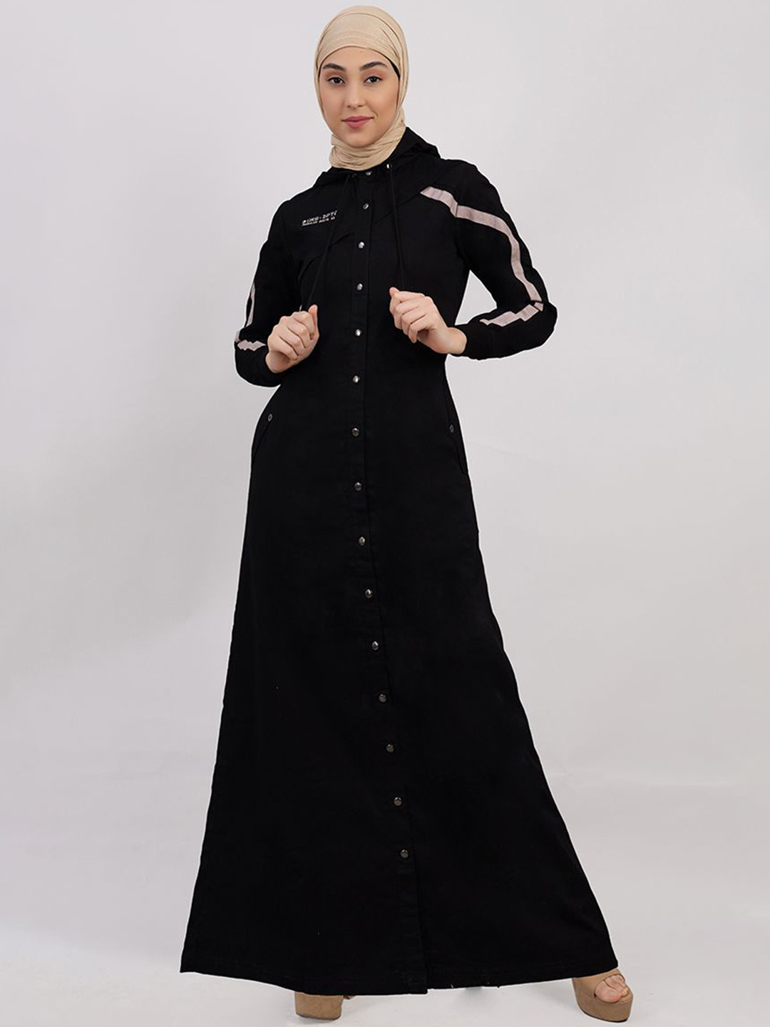 IDH London Women Hooded Neck Abaya Burqa With Scarf