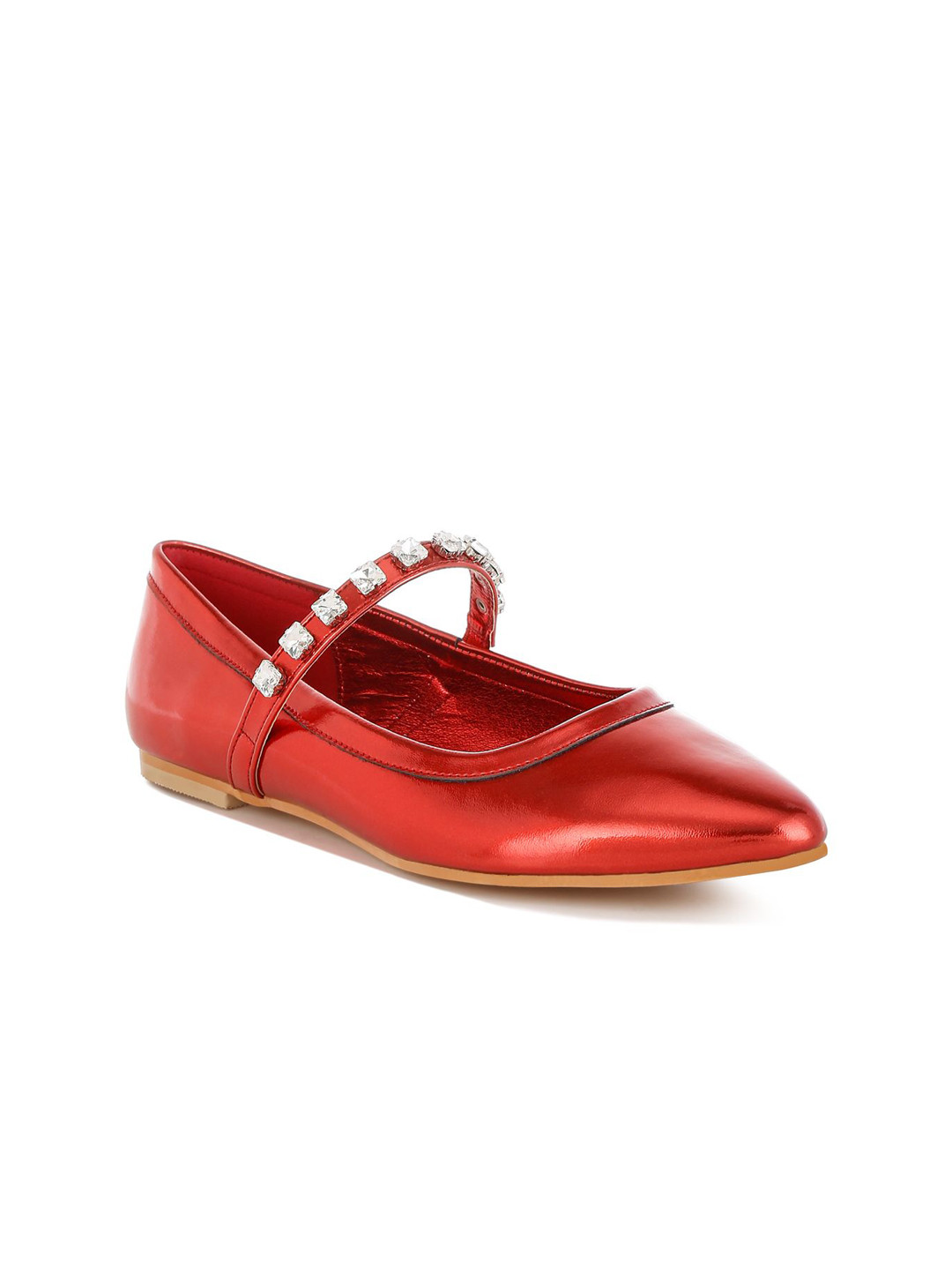 RAG & CO Women Printed Patent Leather Slip-On Mary Jane