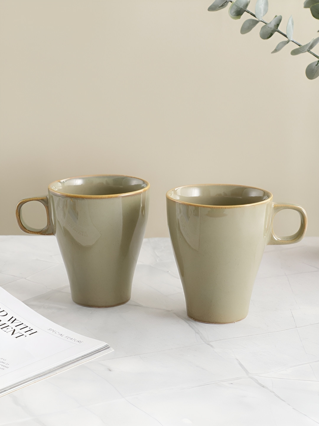 VarEesha Aravalii Goulds Finch Green Porcelain Microwave Safe 2 Piece Mug-250ml