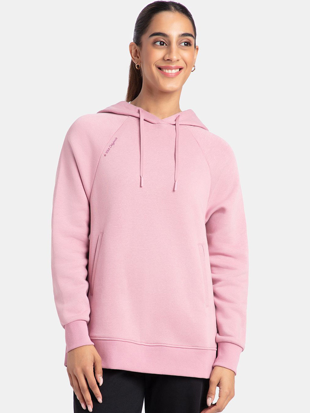 Jockey Super Combed Cotton Rich Fleece Fabric Drop Shoulder Styled Hoodie Sweatshirt -U107