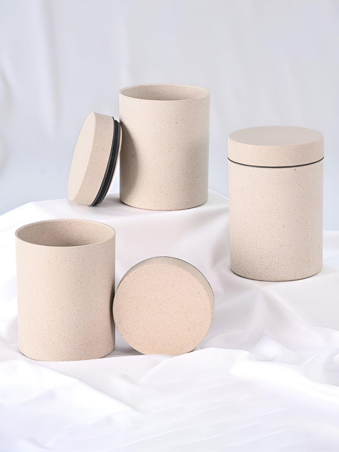 Eha 3_Canister700_Sand off White Bamboo Easy To Clean 3 Piece Snap Canister-700ml