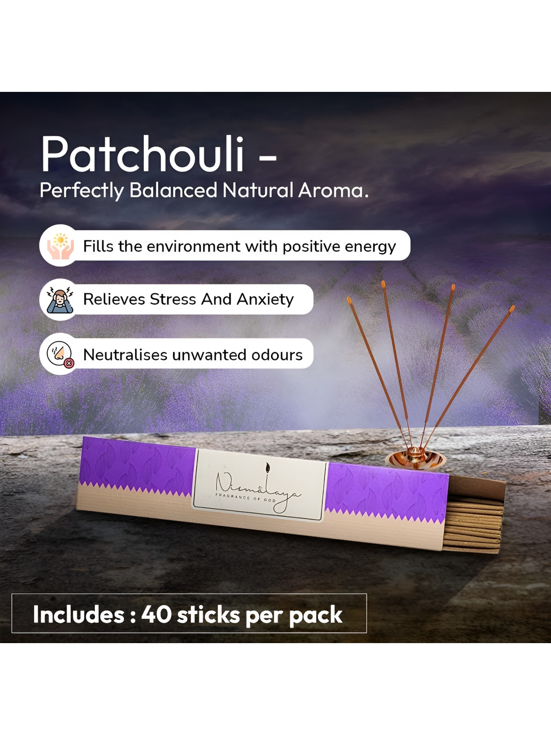 Nirmalaya Brown 40 Pieces Patchouli Incense Stick Agarbatti