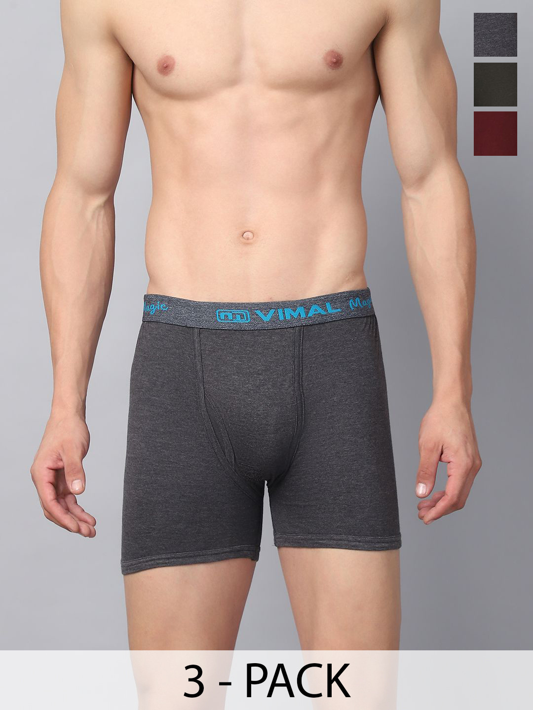 MACK JONNEY Cotton Pack Of 3 Assorted Trunks  MAGIC__RED__G__03