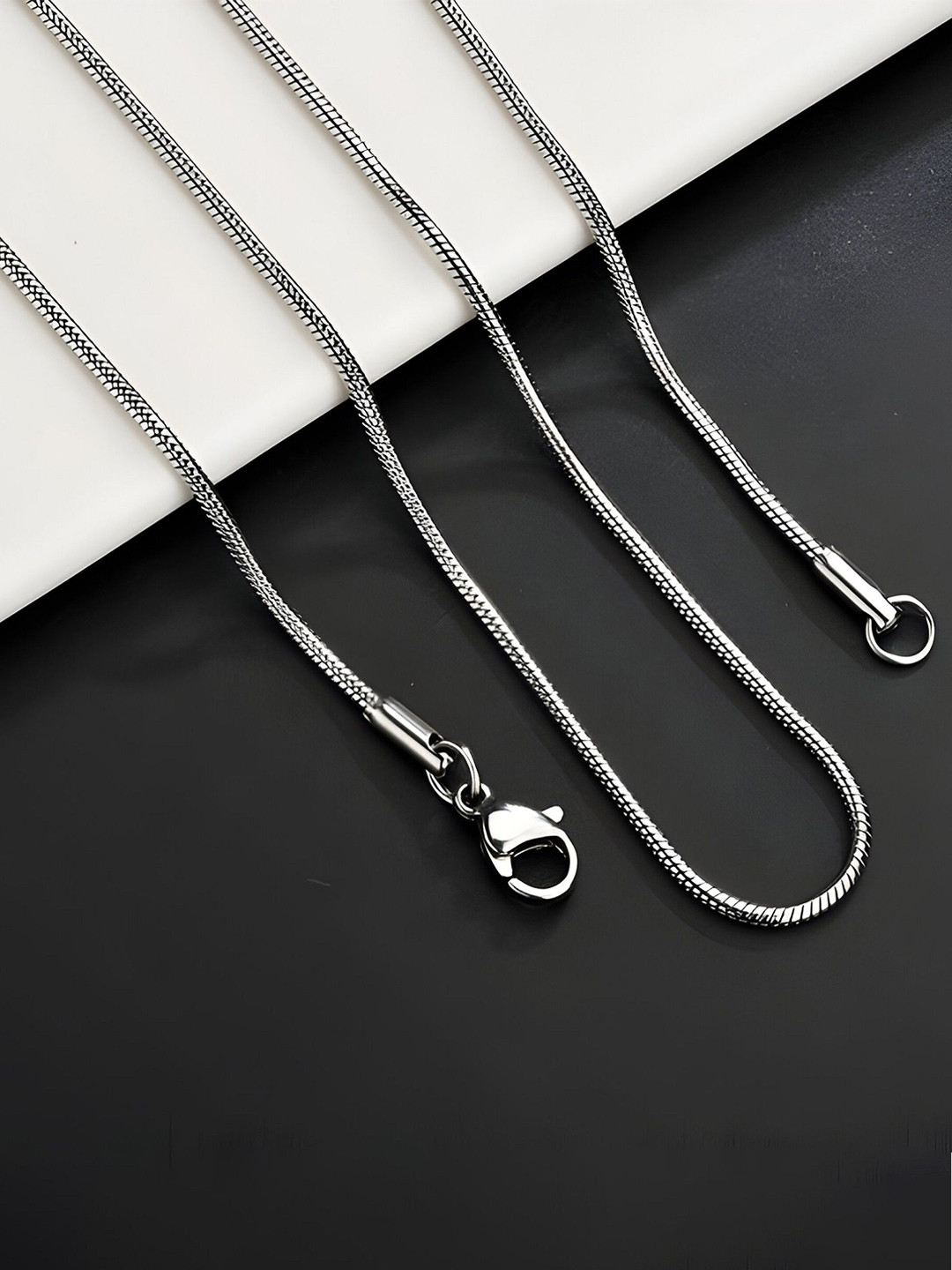 Minprice Unisex Silver-Plated Stainless Steel Minimal Chain