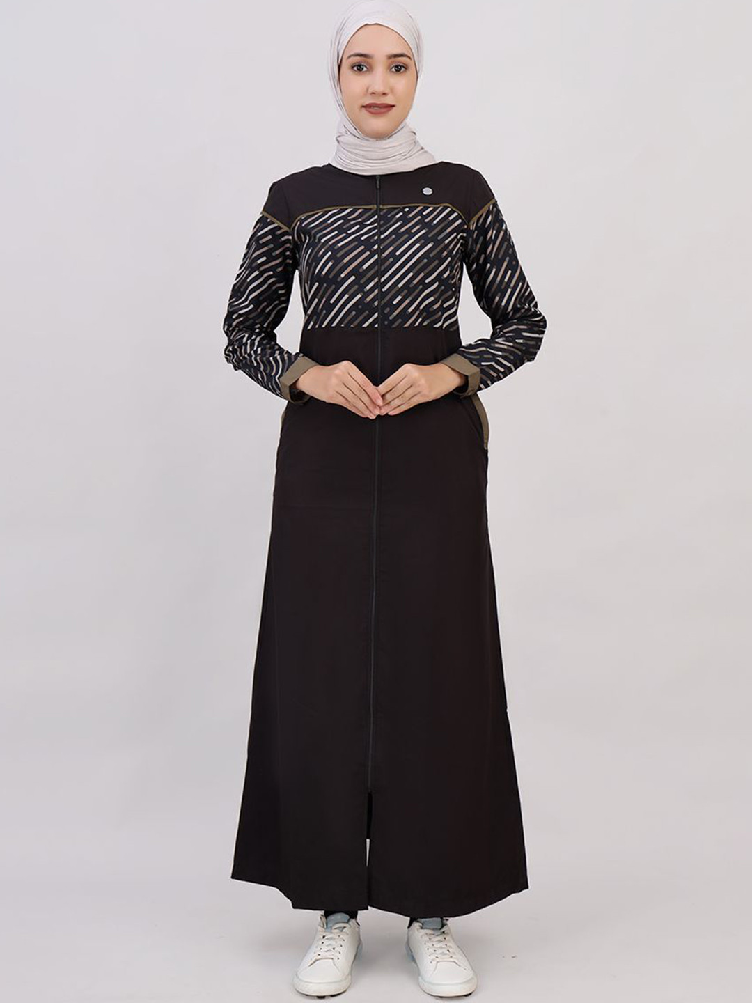 IDH London Printed Full Front Open Jilbab