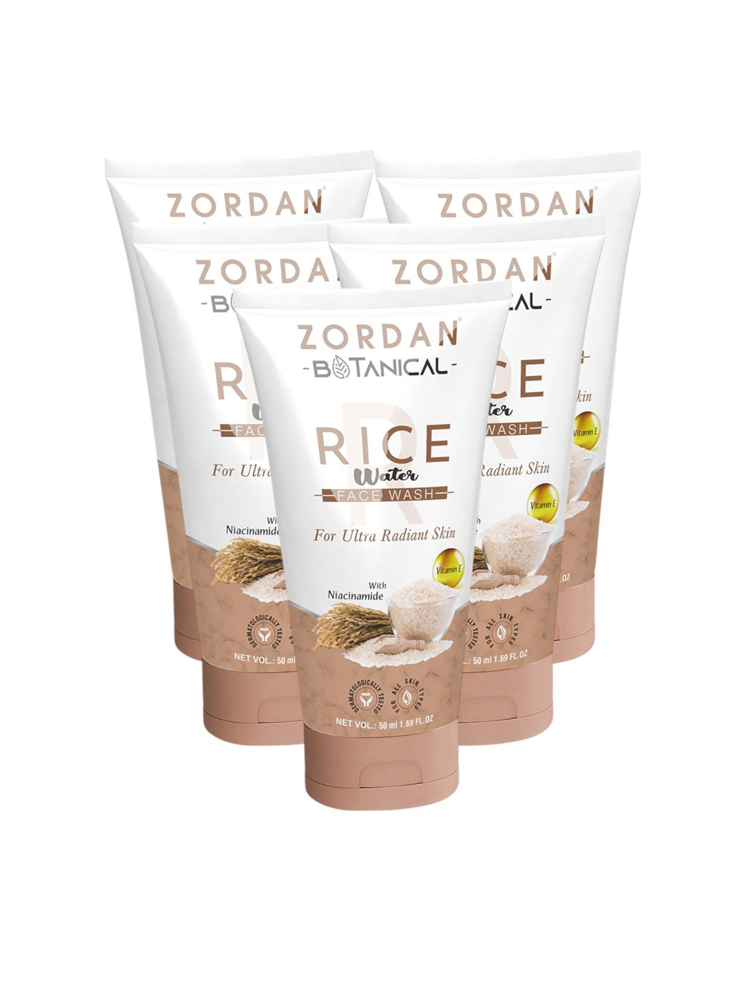 ZORDAN Botanical Set of 5 Rice Water Face Wash with Niacinamide - 50 ml each