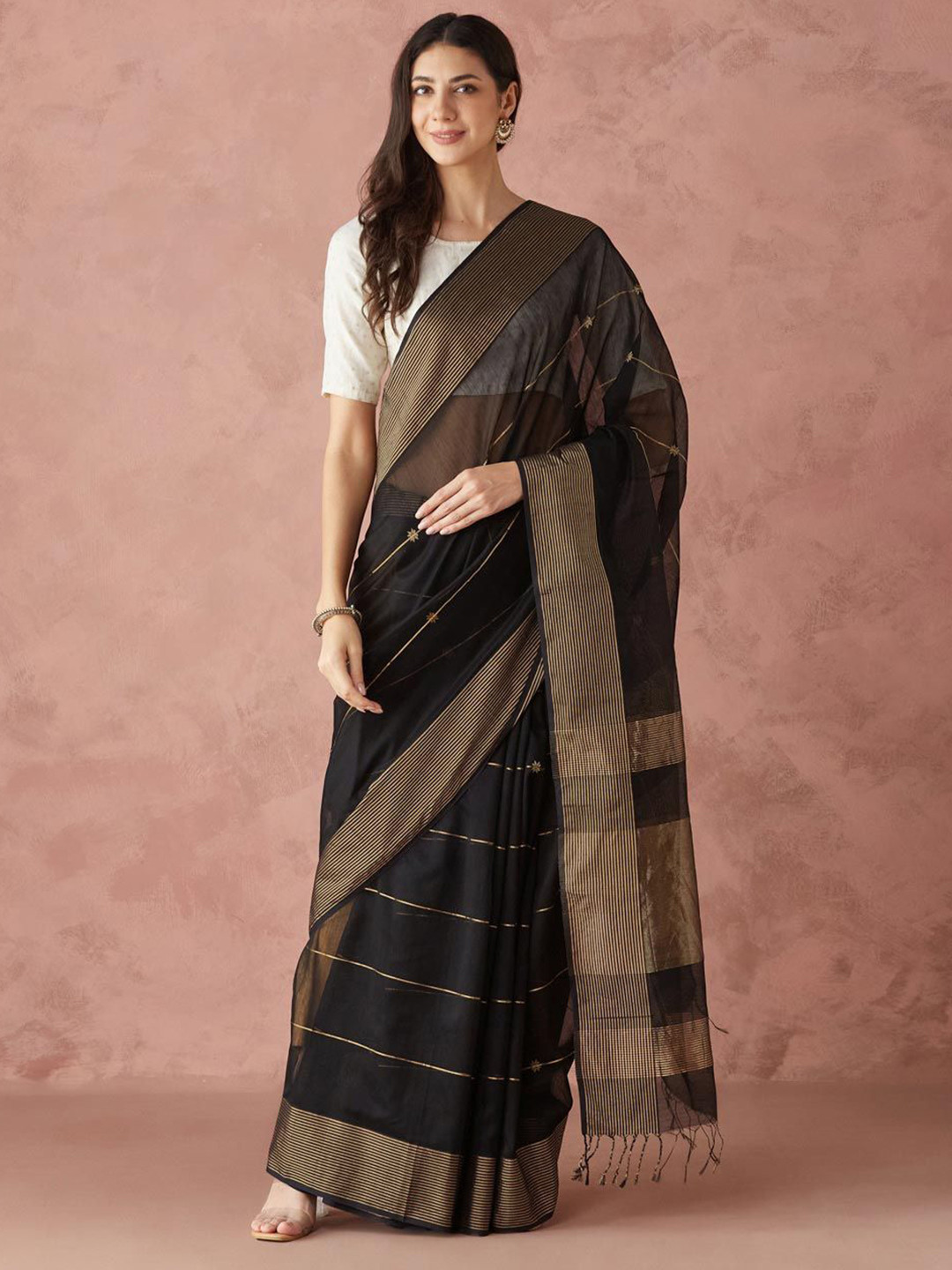 Fabindia Cotton Silk Blend Maheshwari Sari