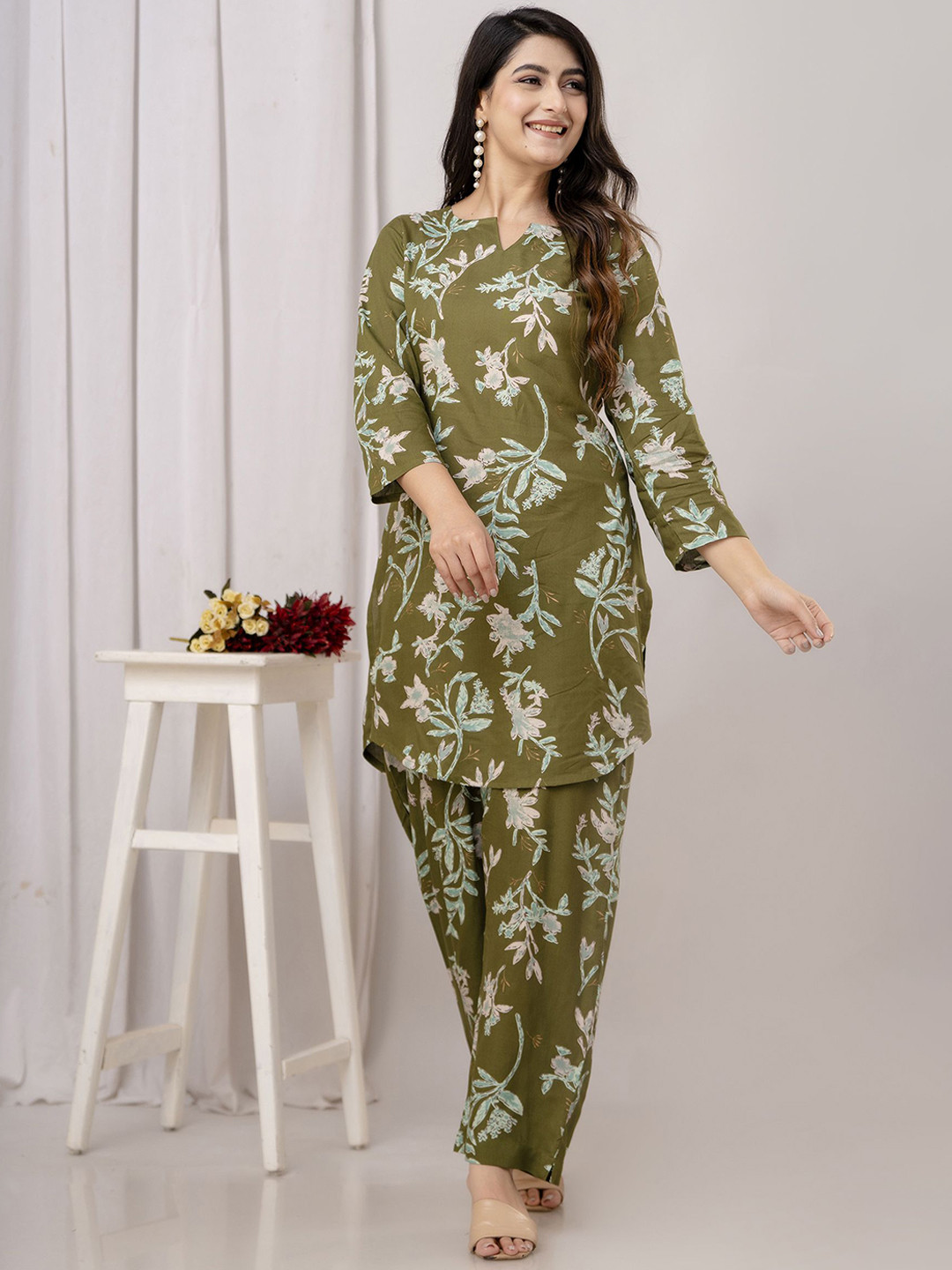 A&K Floral Printed Top With Palazzo Co-Ords